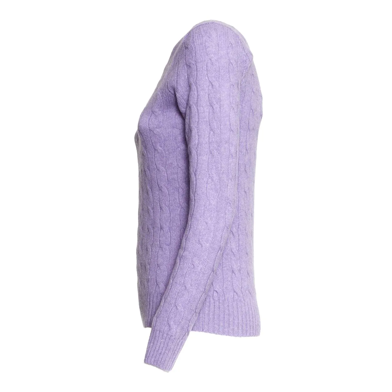 Maglia Girocollo Trecce In Lana E Cachemire