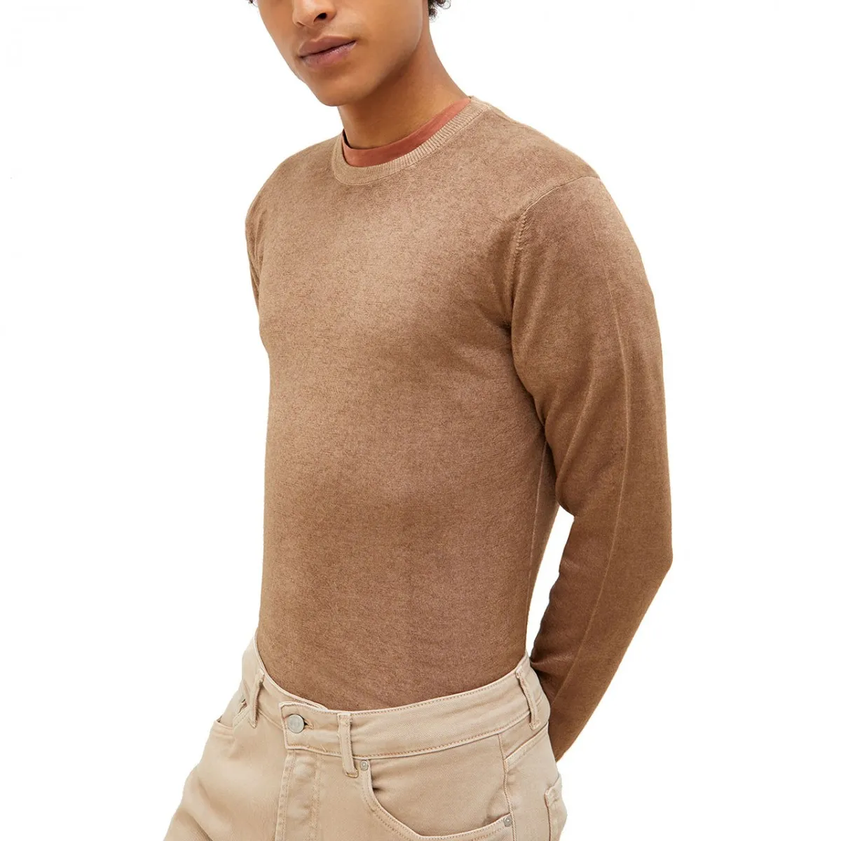 Maglia In Pura Lana Camel