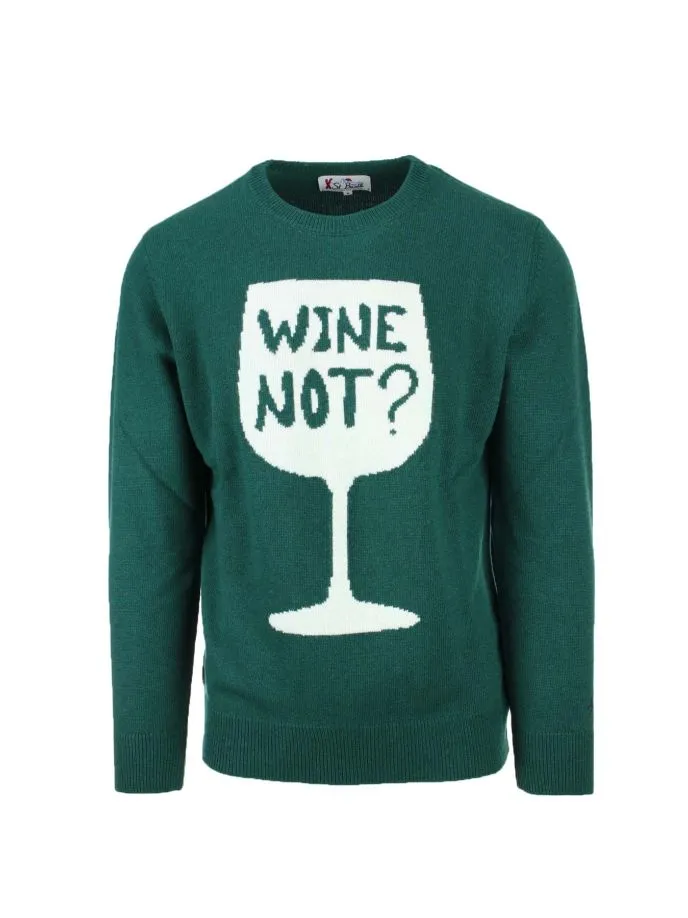 Maglia pullover girocollo in lana Wine Not