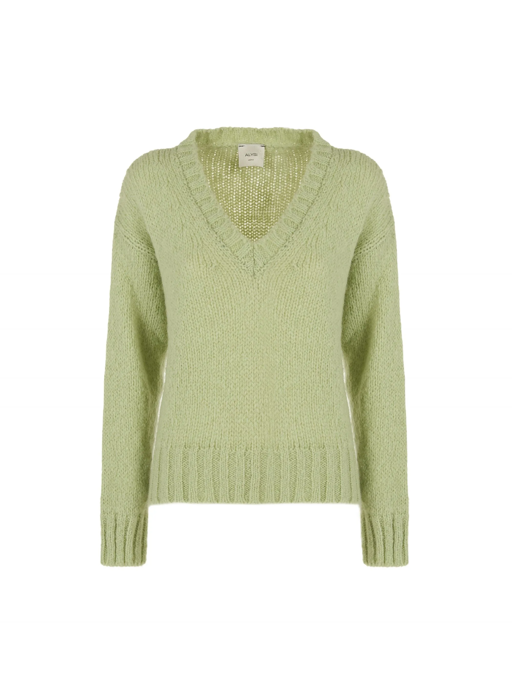 MAGLIA VERDE IN ANGORA E LANA