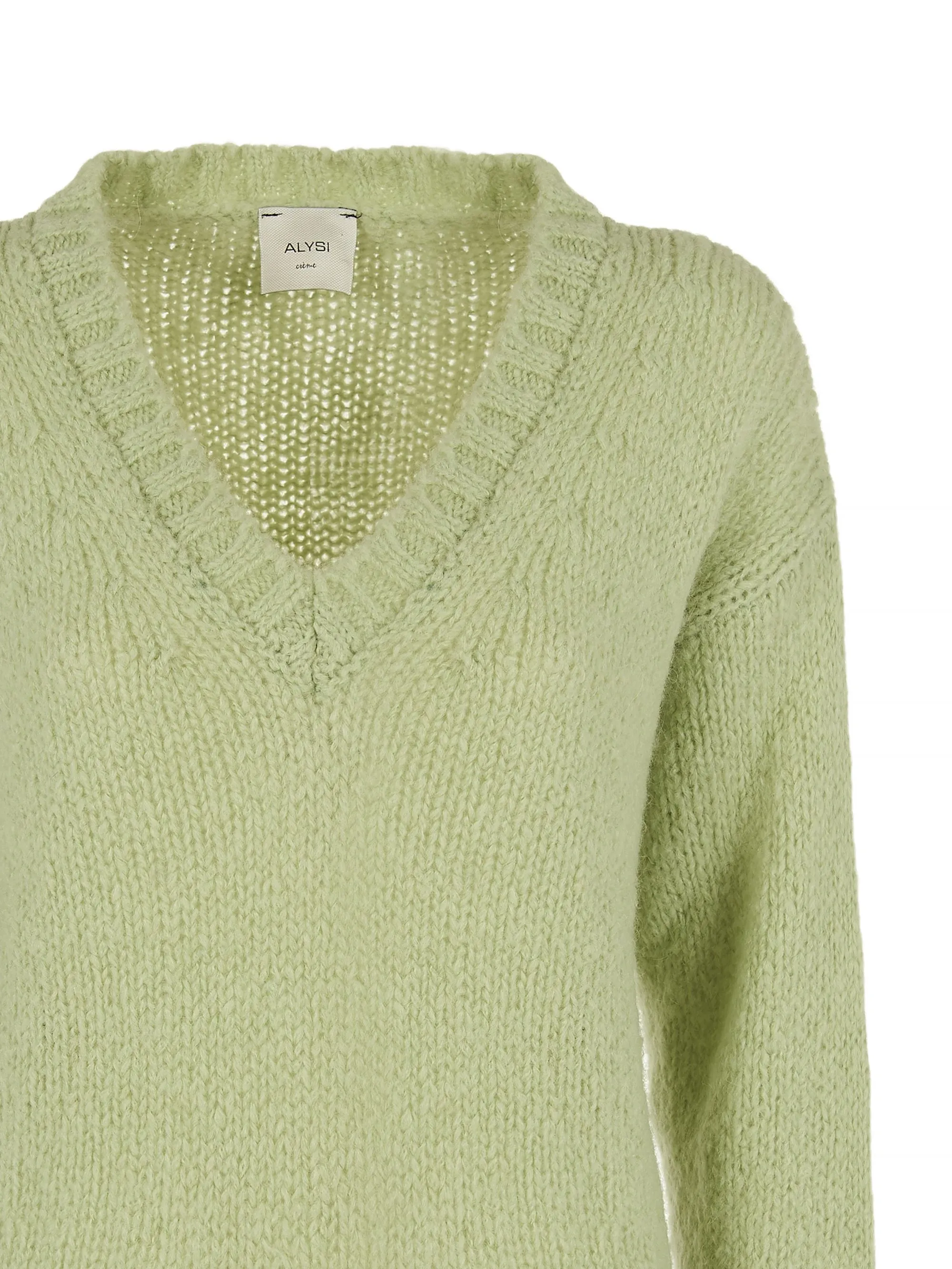MAGLIA VERDE IN ANGORA E LANA
