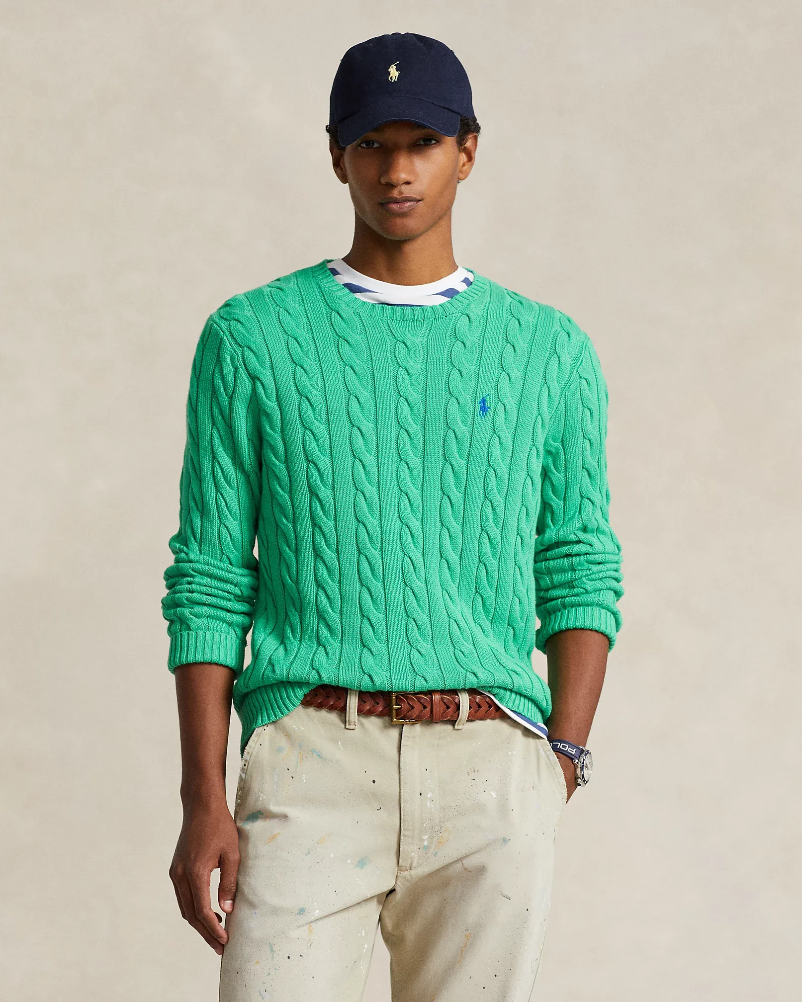 MAGLIA VERDE IN COTONE A TRECCE