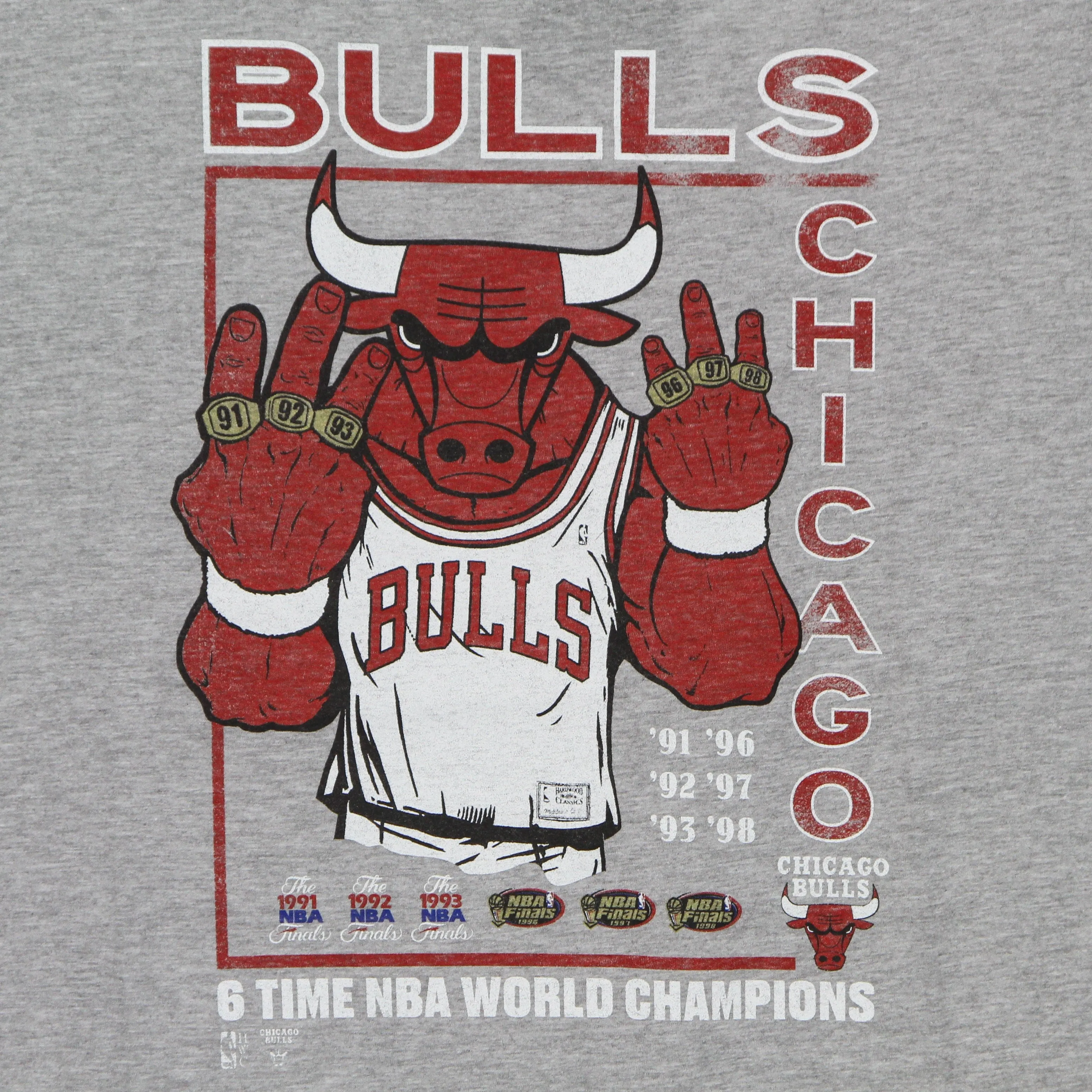 Maglietta Ragazzo Nba Last Dance 6x Champs Tee Hardwood Classics 3 Chibul Grey