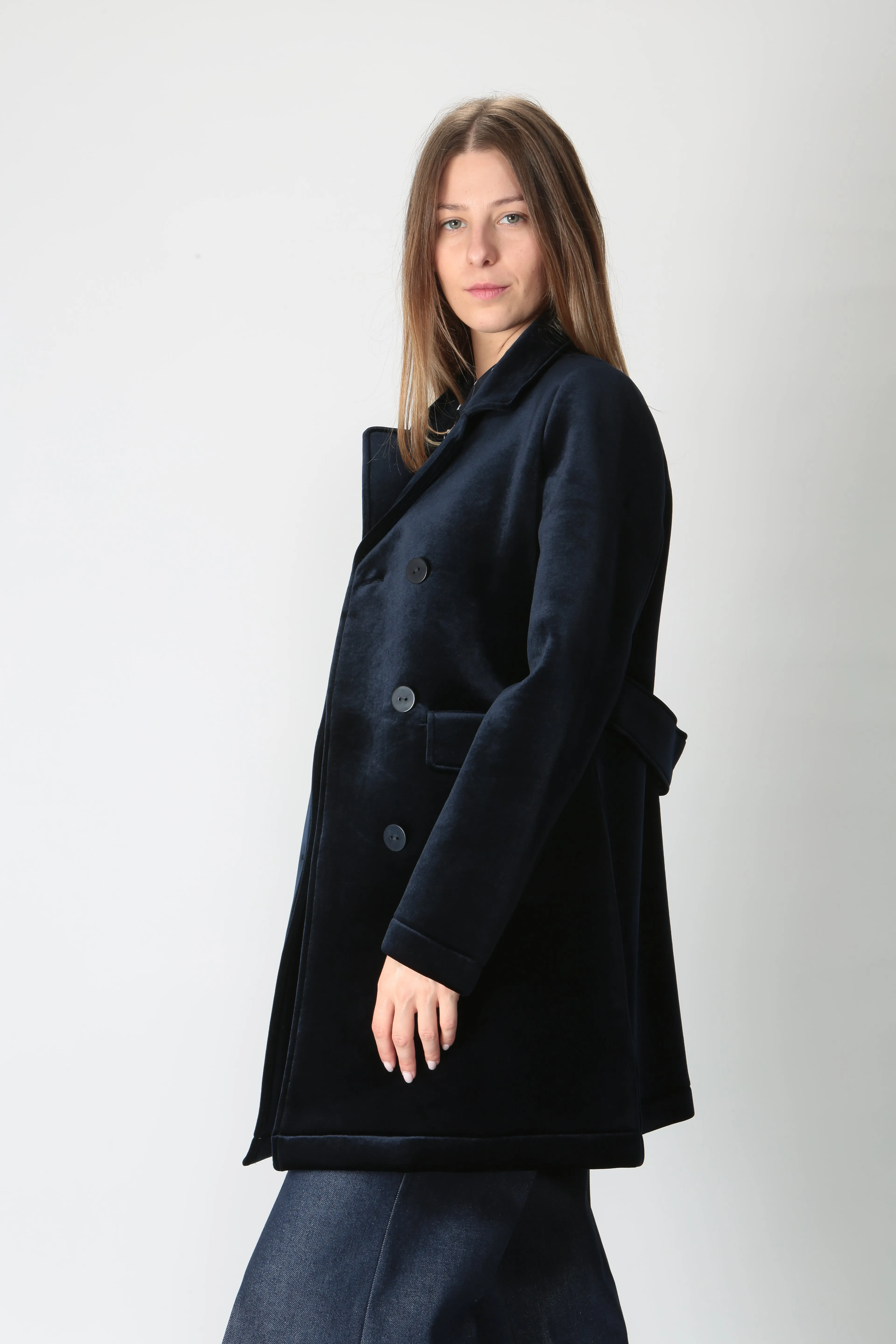Maida Mila Cappotto doppiopetto in velluto e neoprene 245M1192