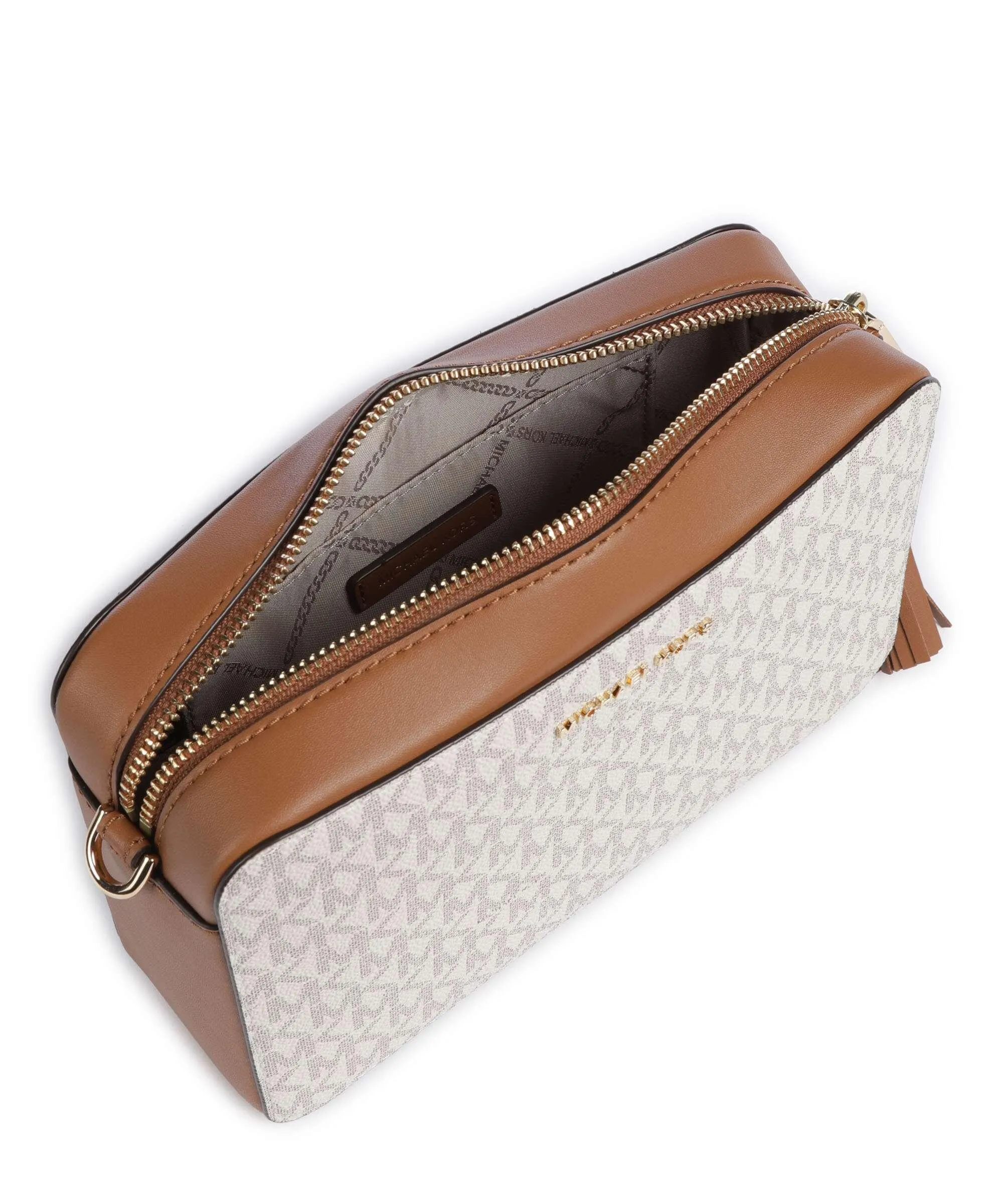  Michael Kors Jet Set Borsa a tracolla pelle sintetica, tela avorio  