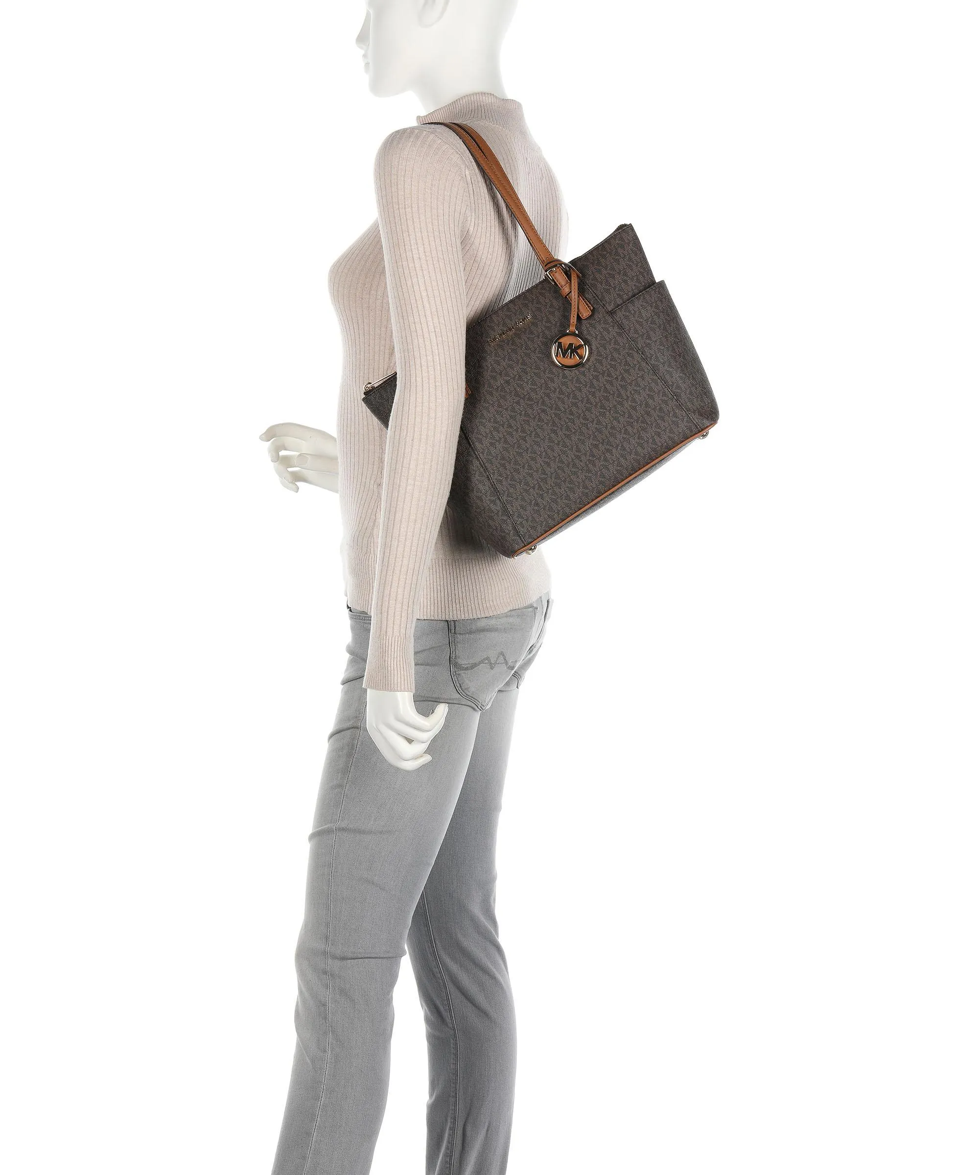  Michael Kors Jet Set Item Borsa shopper pelle sintetica marrone scuro  