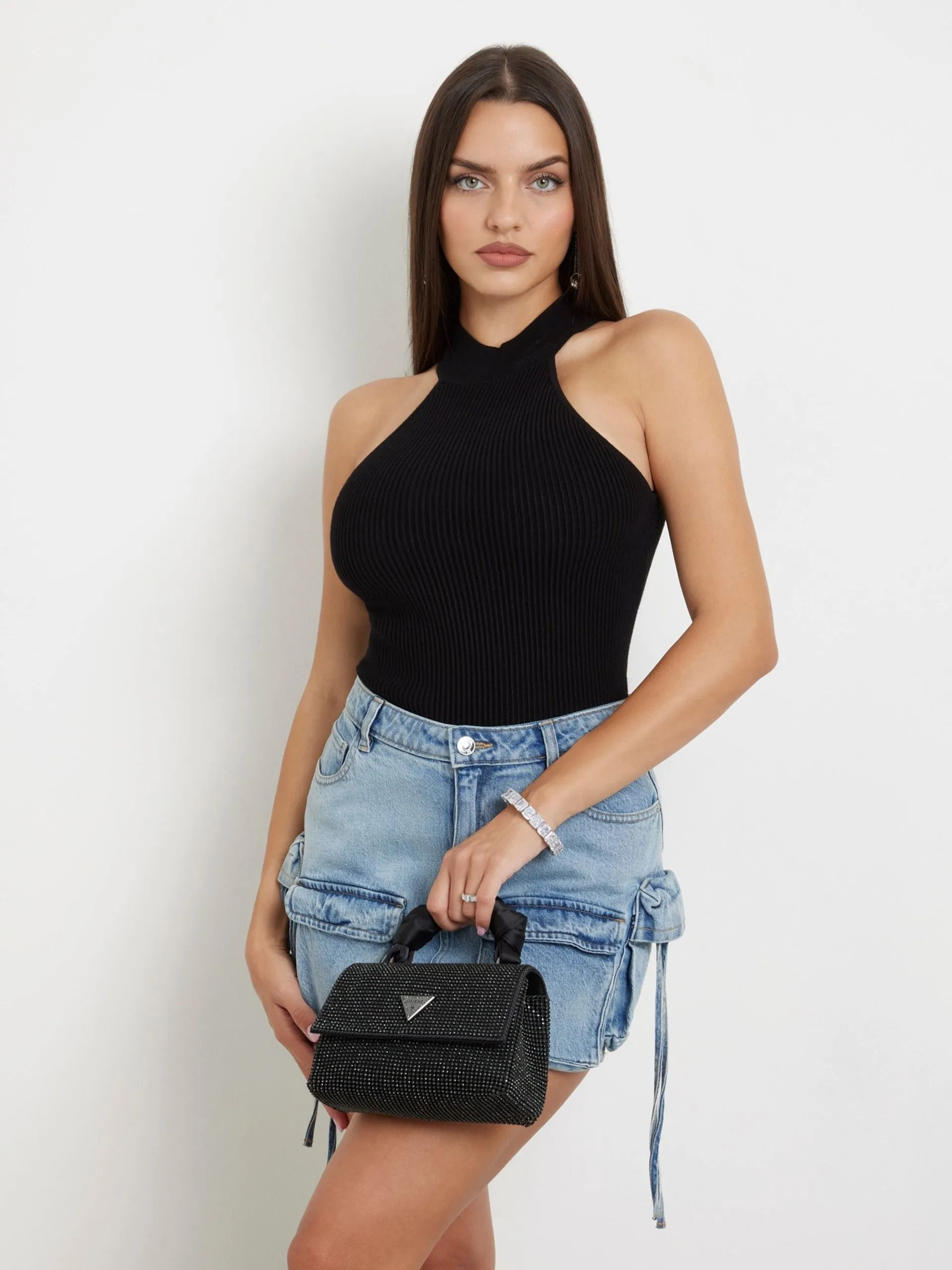 Mini borsa a mano lua strass guess