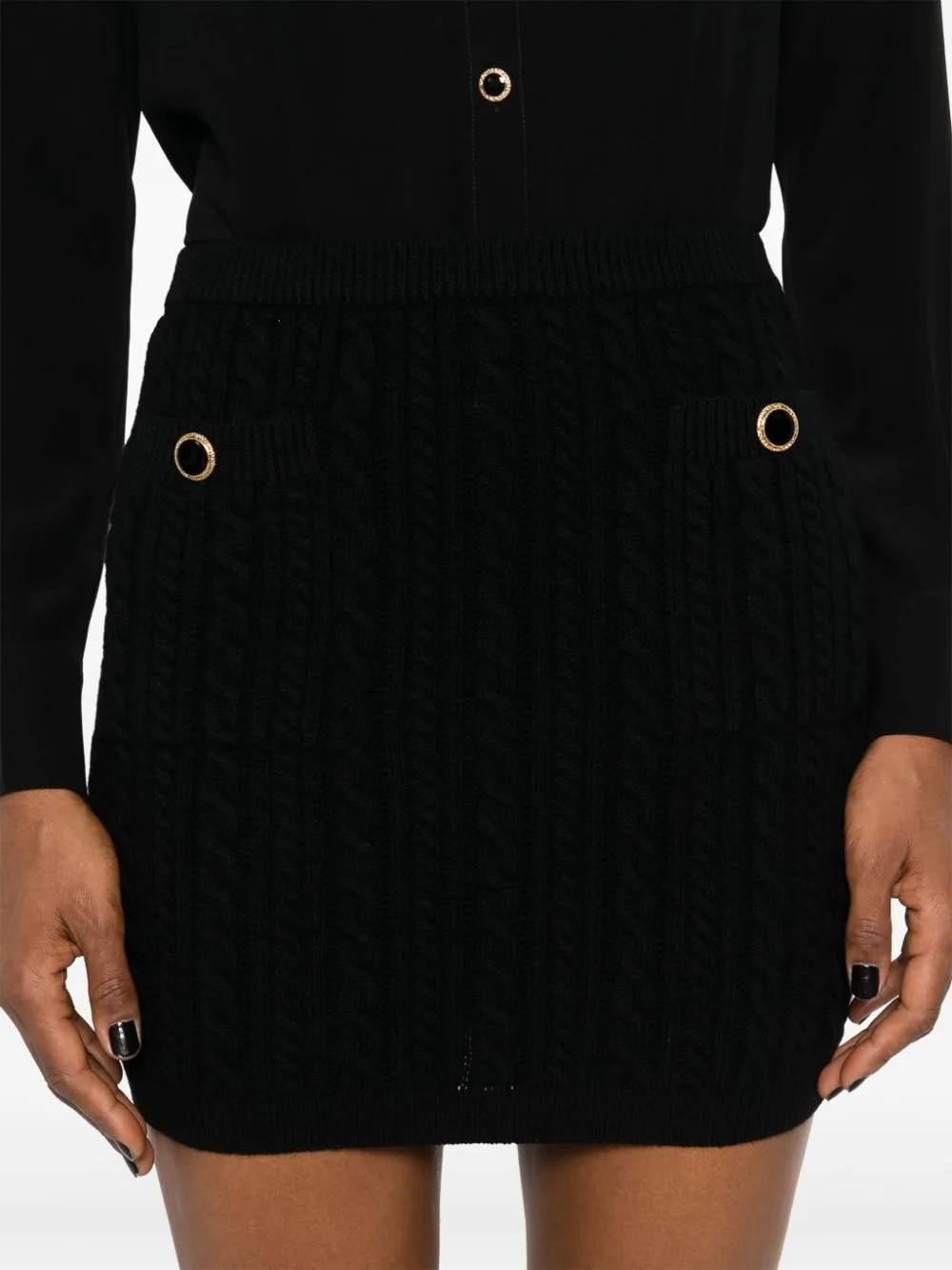 Minigonna in maglia a trecce in nero Alessandra Rich - donna
