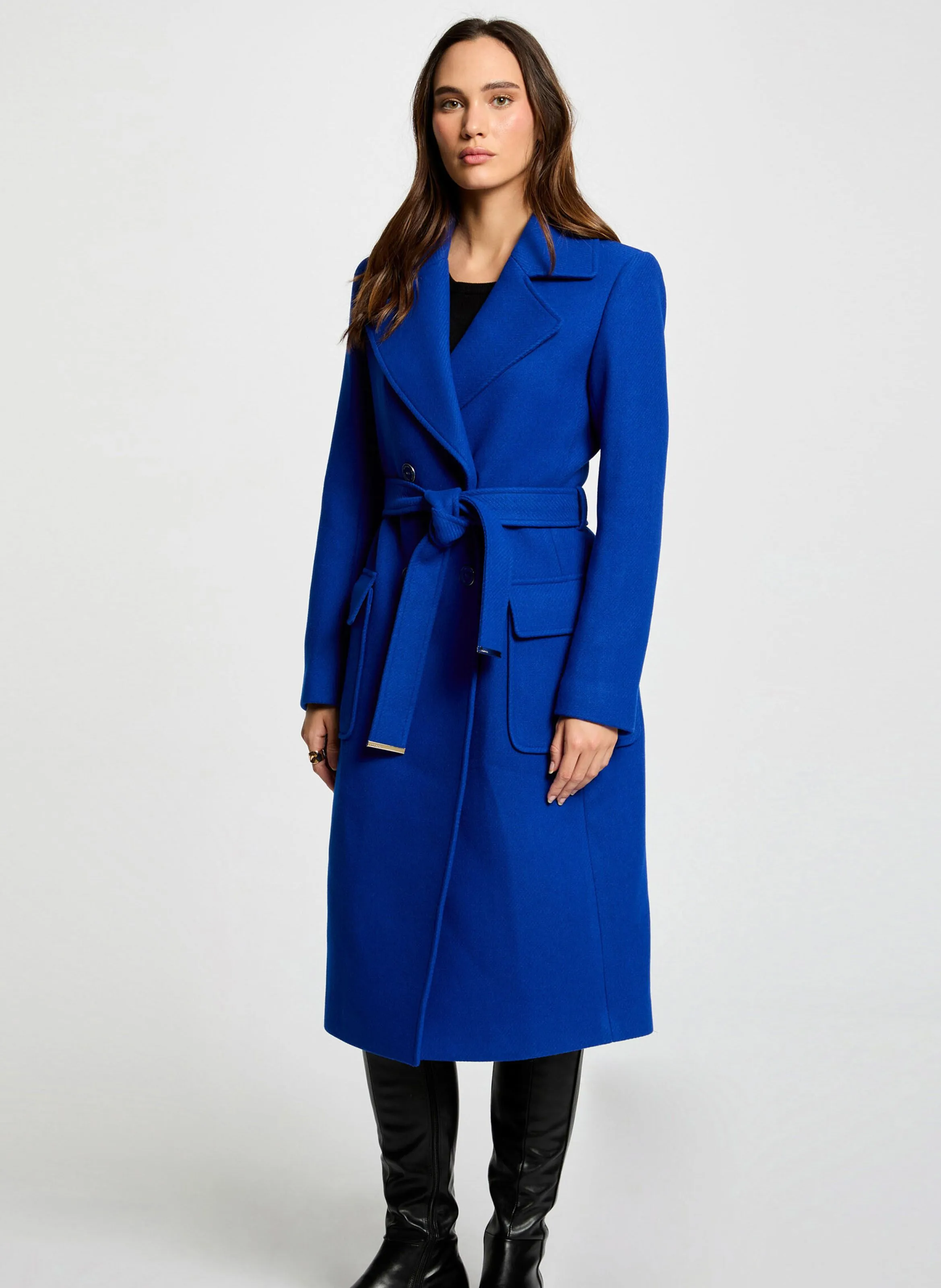  MORGAN   GRAZAY - Cappotto lungo con revers e cintura | Blu