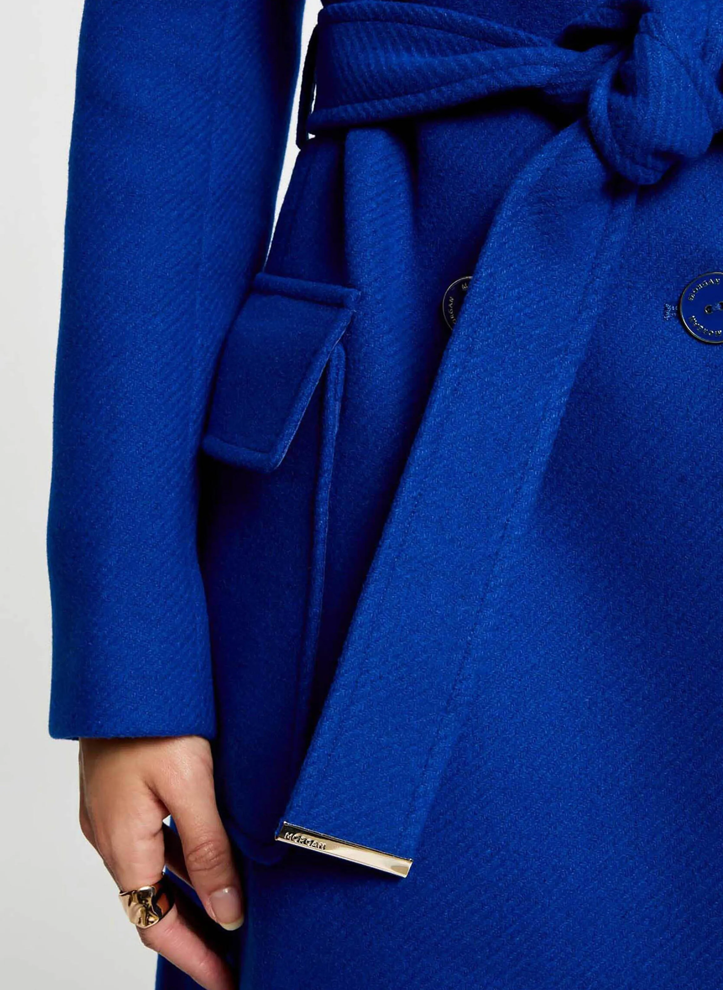 MORGAN   GRAZAY - Cappotto lungo con revers e cintura | Blu
