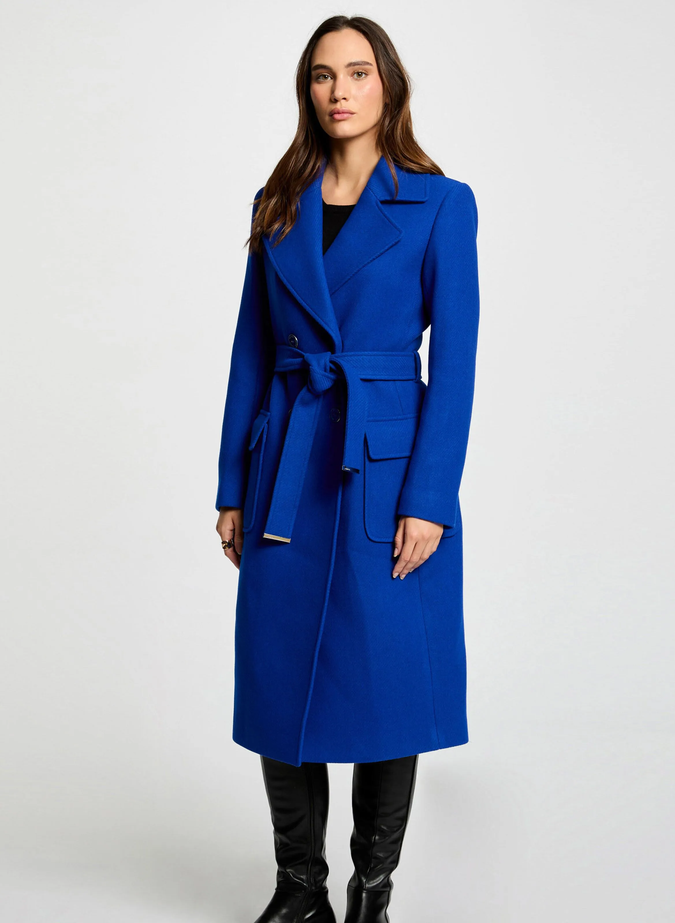  MORGAN   GRAZAY - Cappotto lungo con revers e cintura | Blu