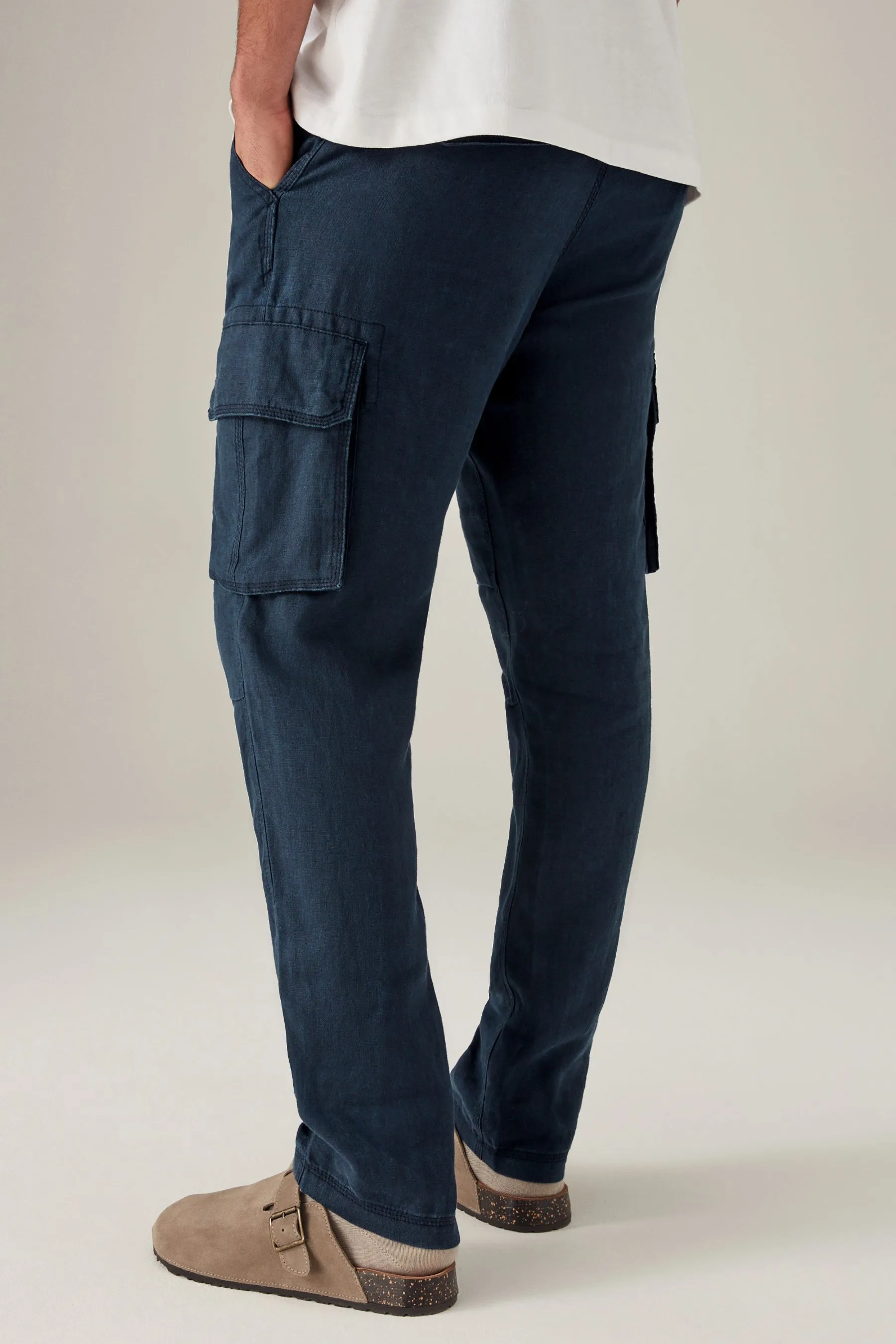 Navy  - 100% lino Pantaloni