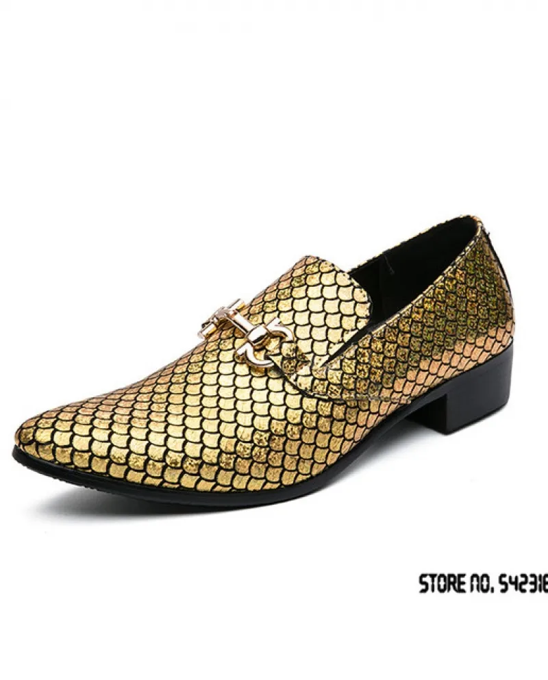 Nuove scarpe oxford in argento dorato con glitter a punta per uomo Abito da ballo formale per feste di ritorno a casa Spettacolo