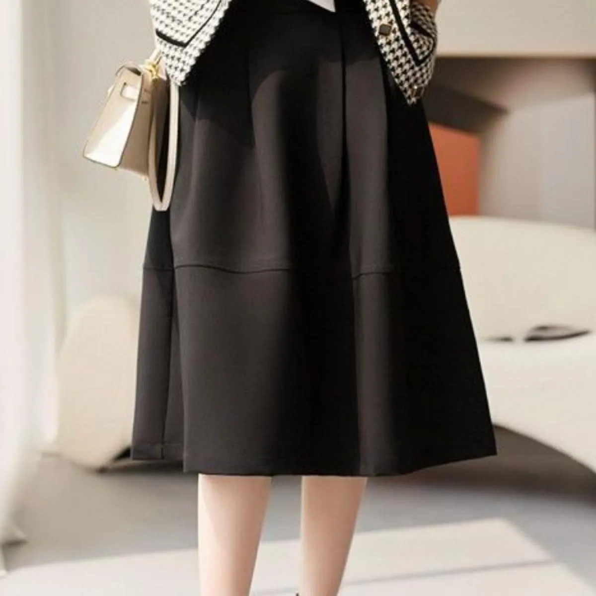 Nuovo autunno gonne al ginocchio donna vintage solido semplice una linea tutti abbinati ufficio signora elegante temperamento ch