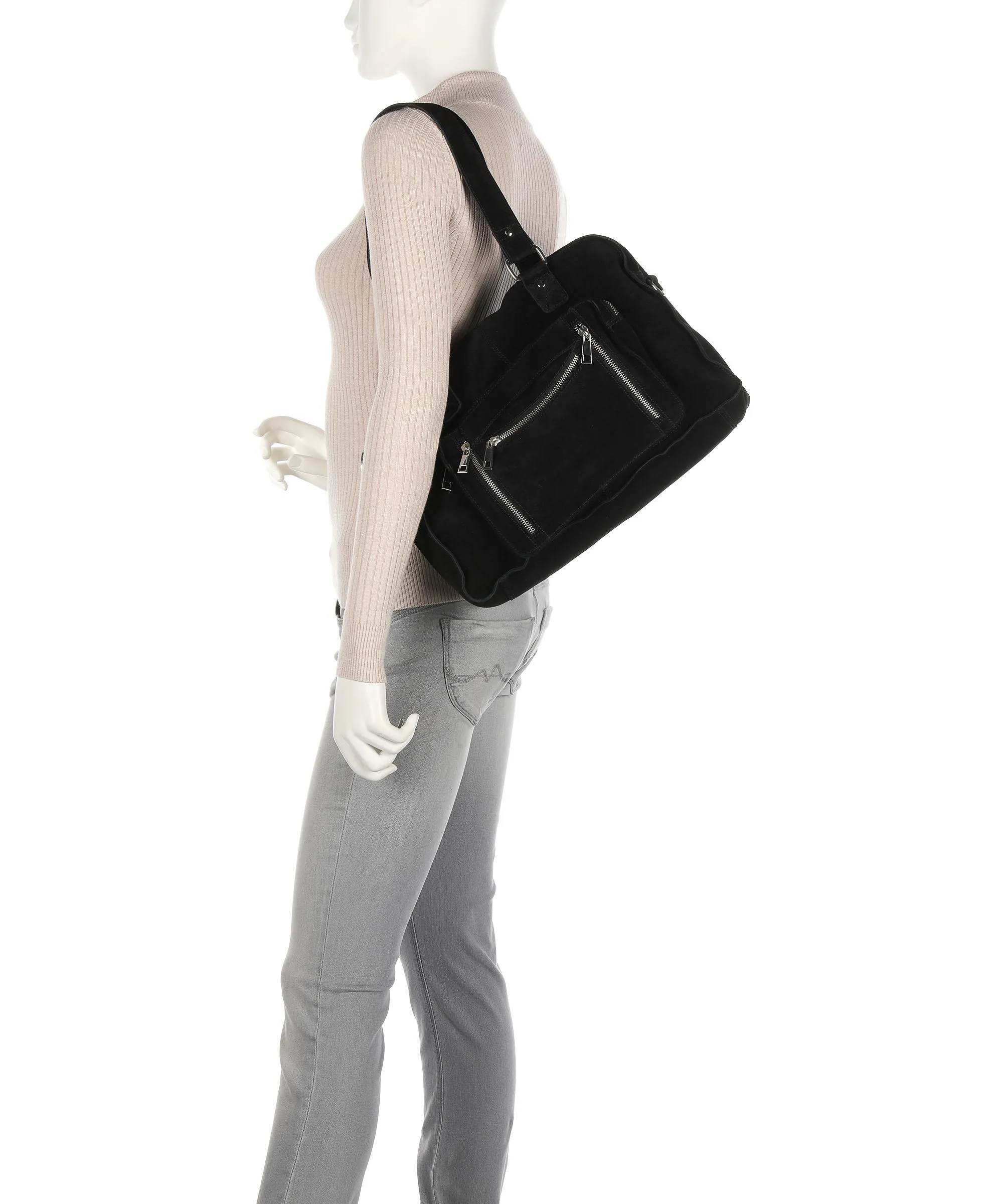  Núnoo New Suede Mille Borsa shopper pelle ruvida nero  