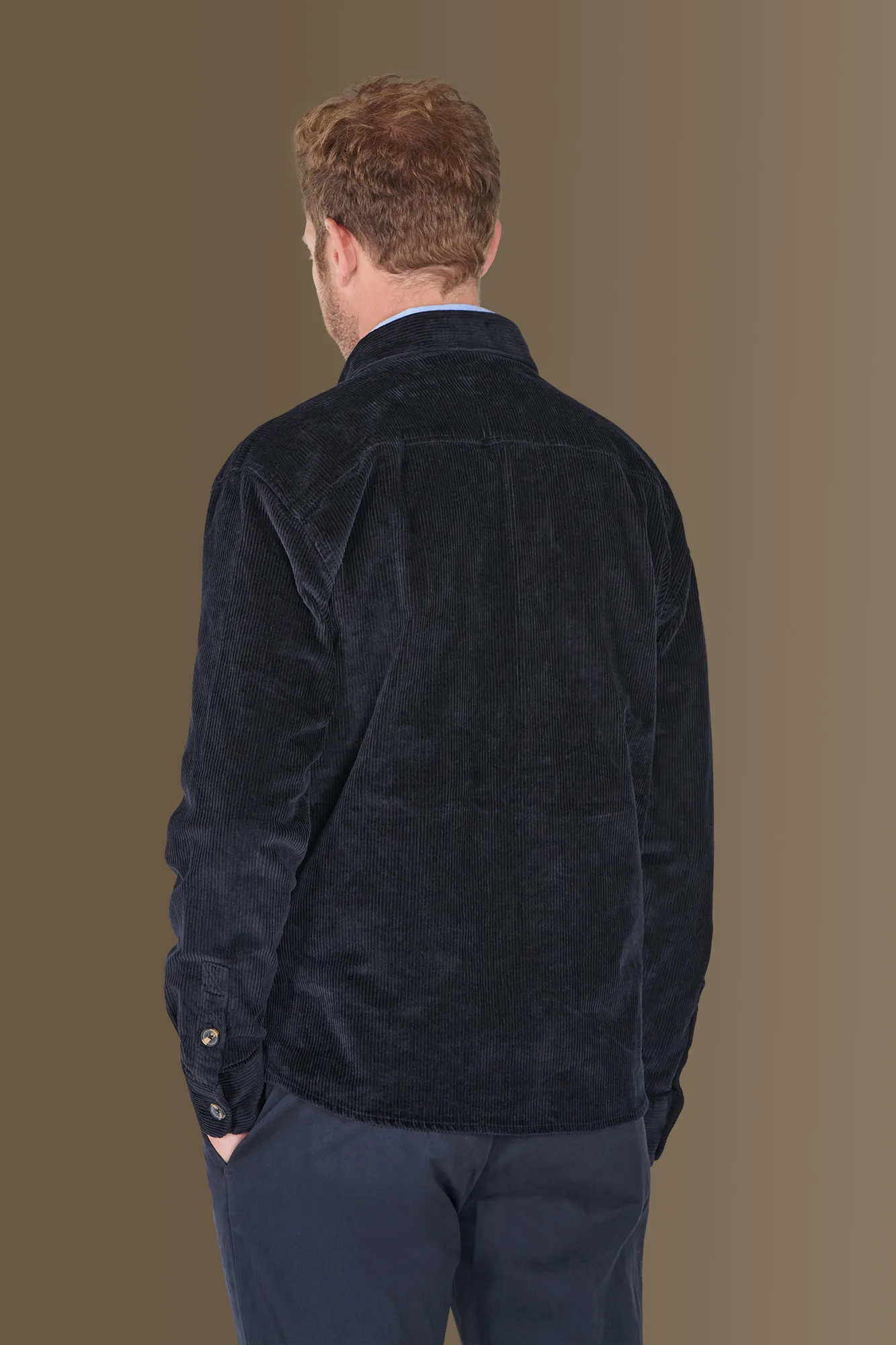 Overshirt uomo tessuto velluto a coste tinta unita