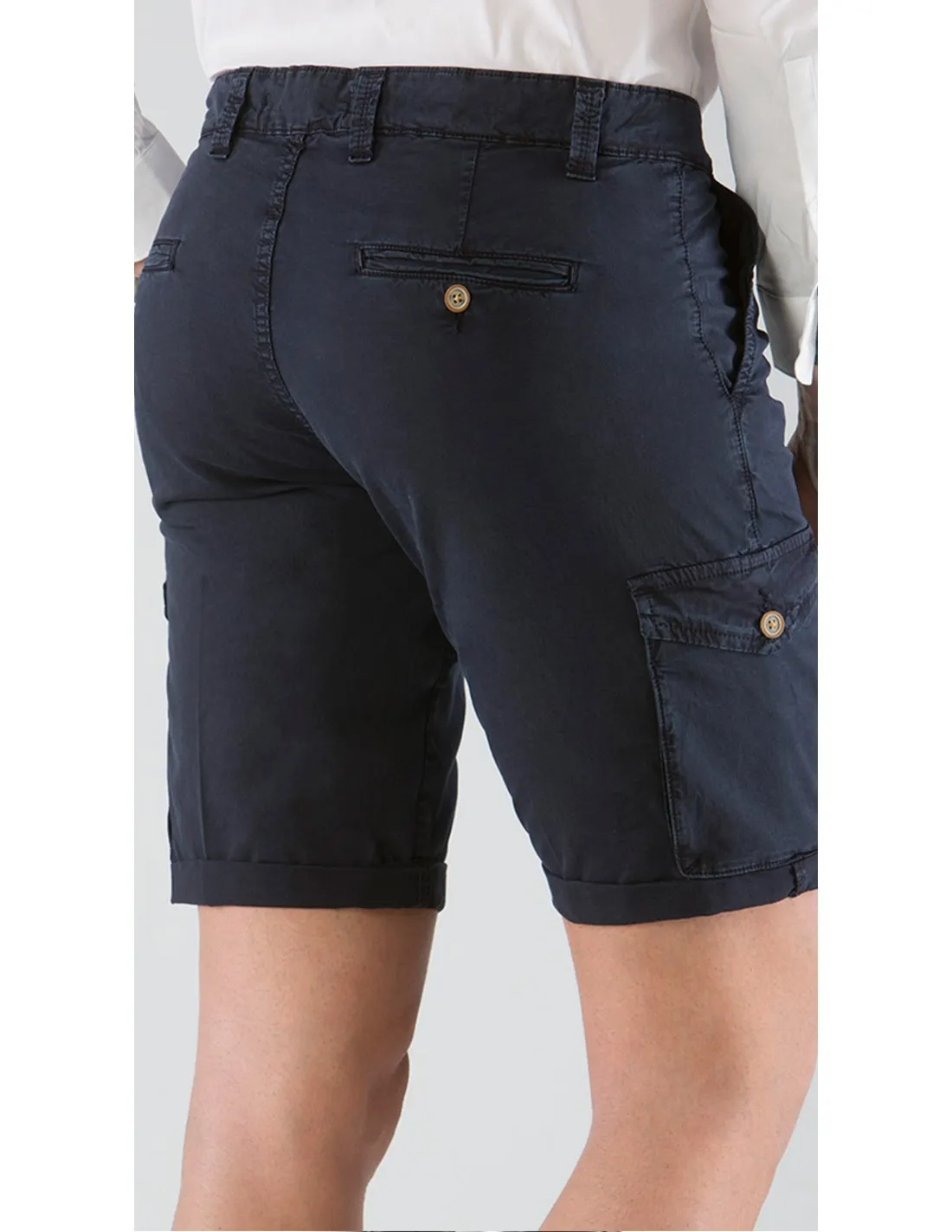 Pantalone Bermuda in cotone blu con tasche laterali Mod Treviso