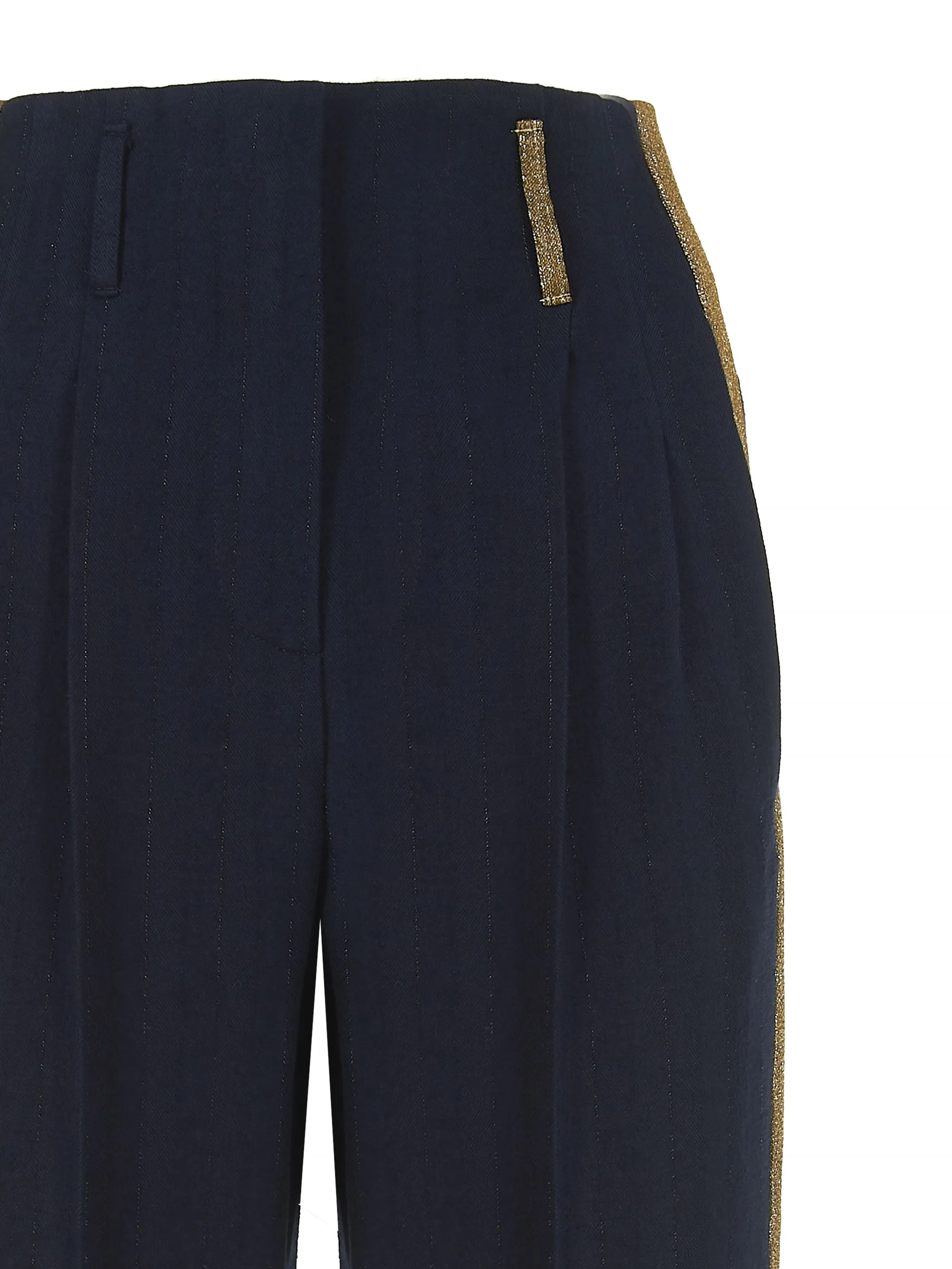 PANTALONE BLU IN LANA E COTONE