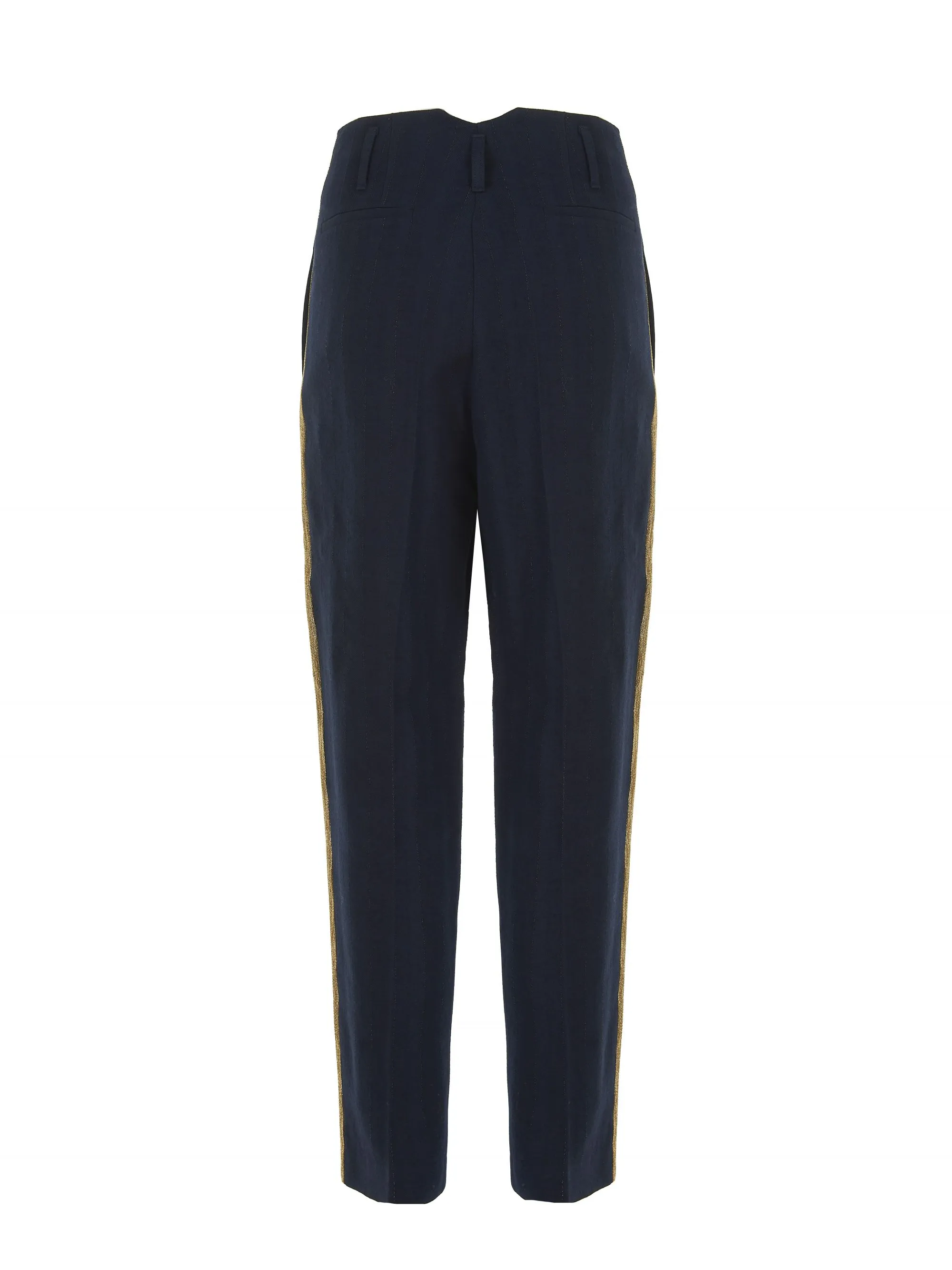 PANTALONE BLU IN LANA E COTONE