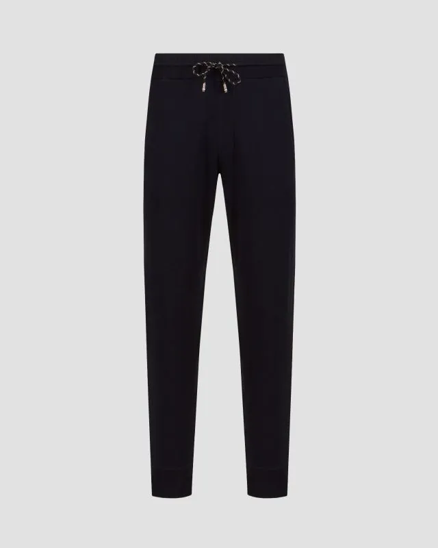 Pantaloni blu scuro in maglia con lana da uomo Hugo Boss Pondrio