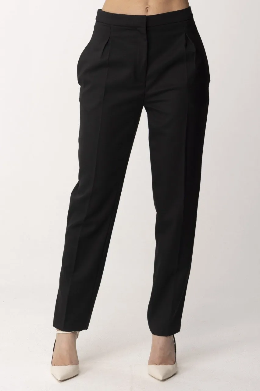 Pantaloni in fresco lana con pinces Nero