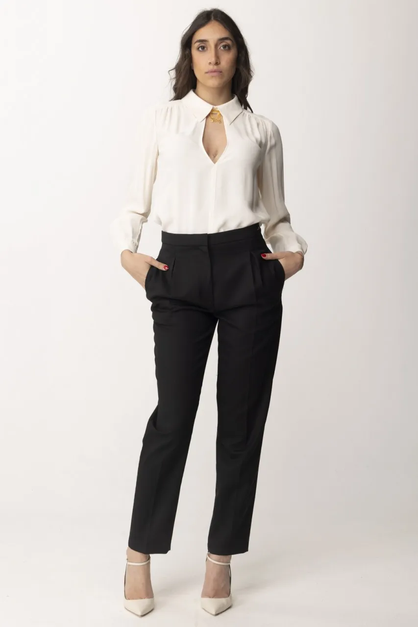 Pantaloni in fresco lana con pinces Nero