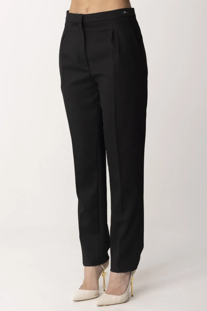 Pantaloni in fresco lana con pinces Nero