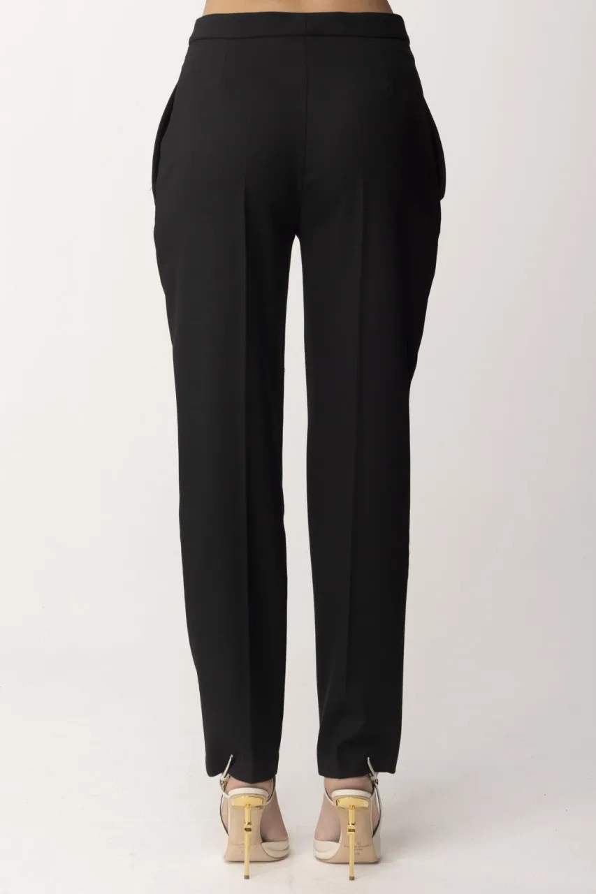 Pantaloni in fresco lana con pinces Nero