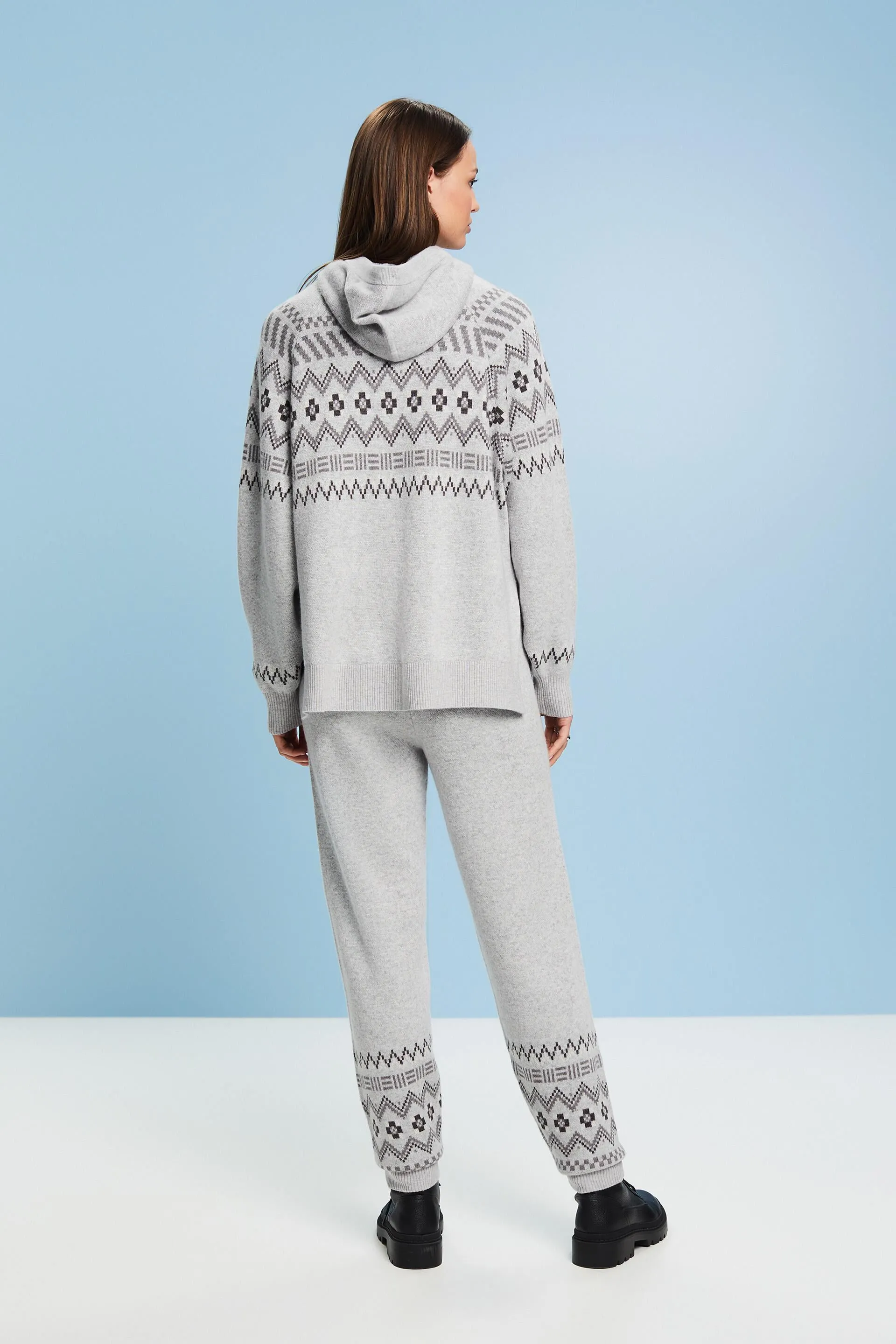 Pantaloni in maglia di misto lana e cashmere con motivo norvegese