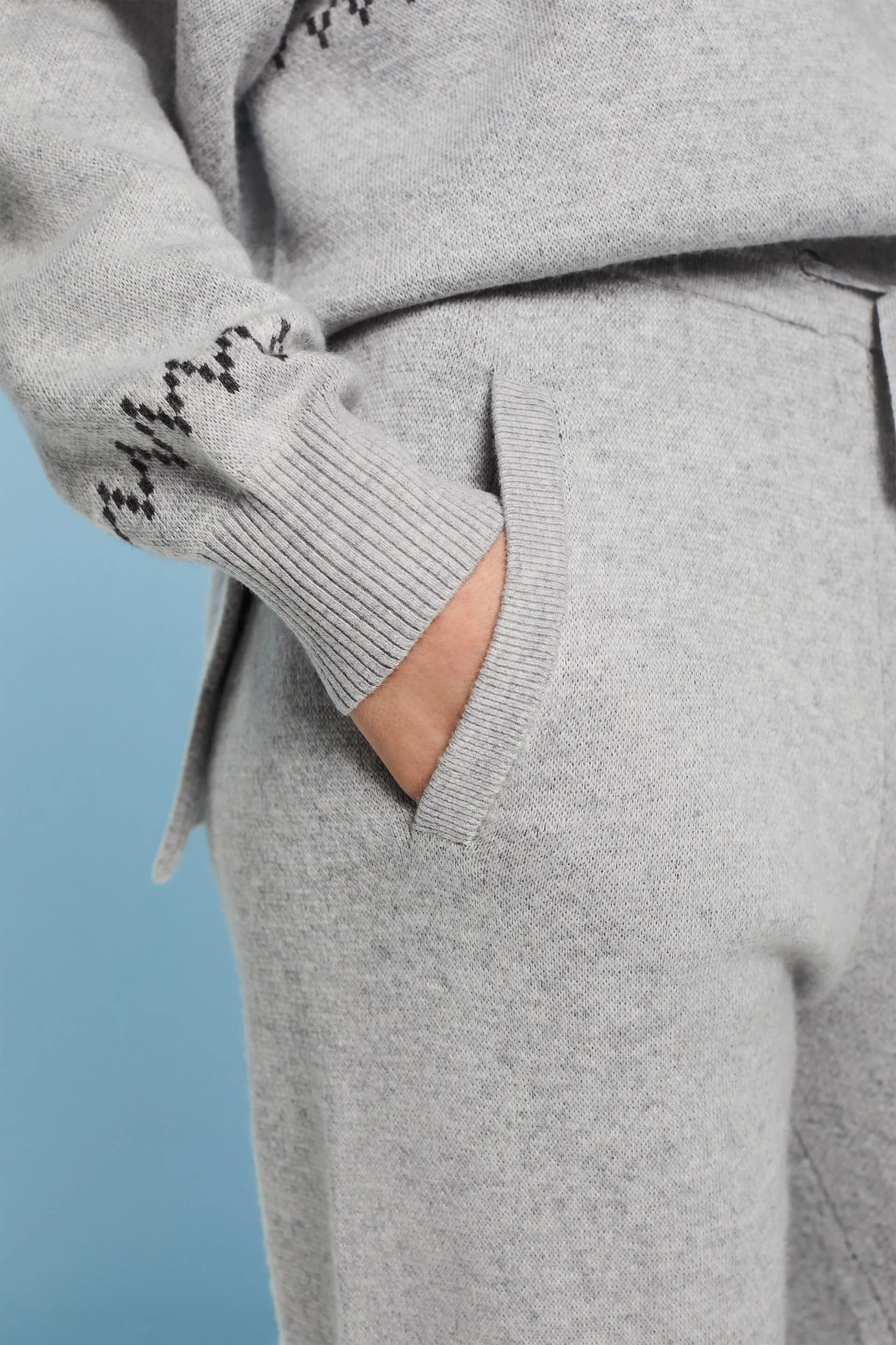 Pantaloni in maglia di misto lana e cashmere con motivo norvegese