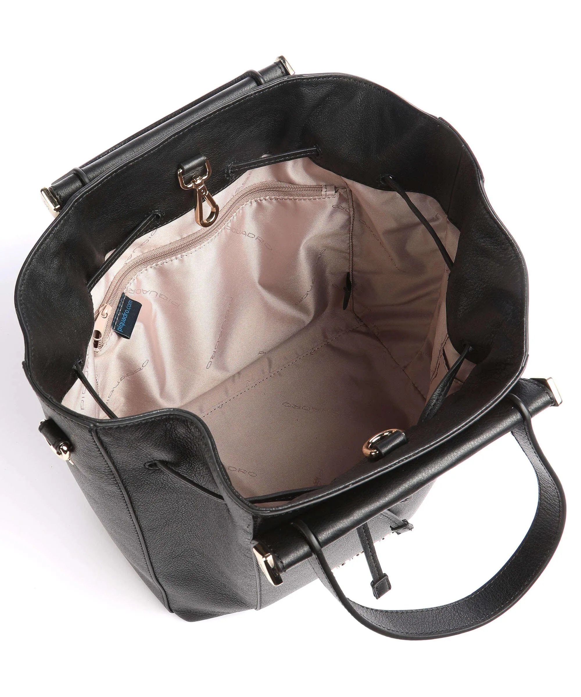  Piquadro Circle Borsa a secchiello pelle di vacchetta grana nero  