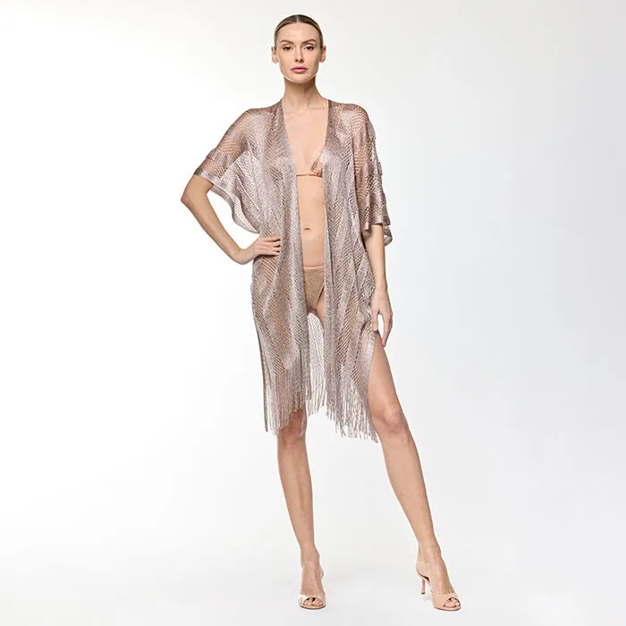 Poncho beige lungo