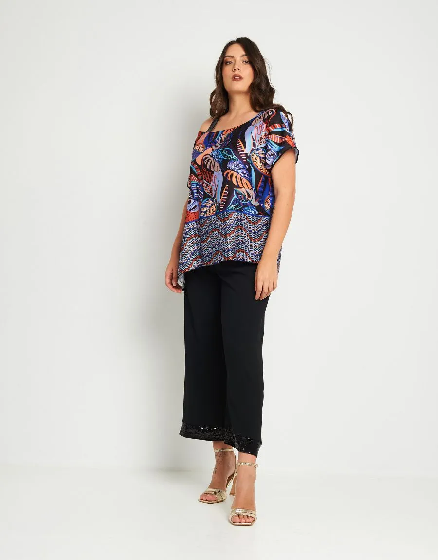 Poncho in raso con spallina in paillettes
