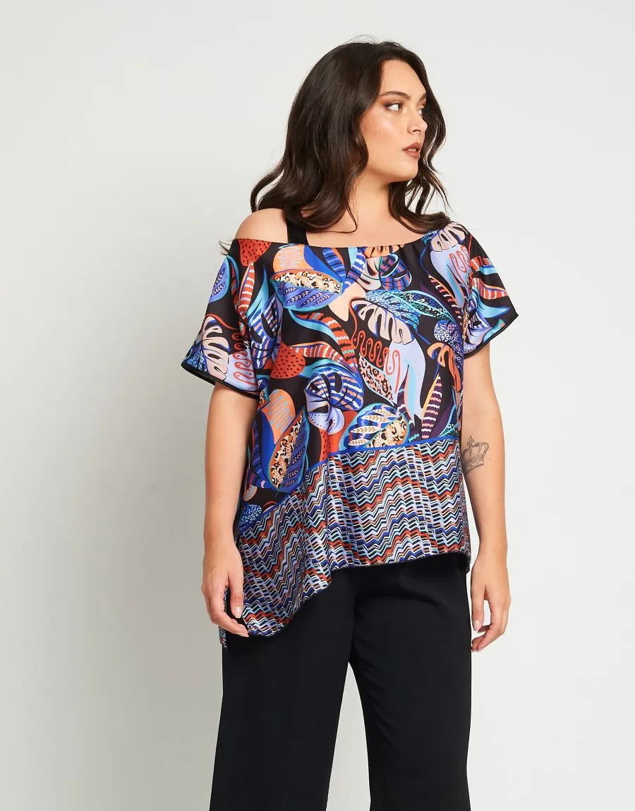 Poncho in raso con spallina in paillettes