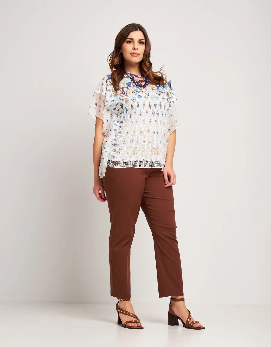 Poncho in rete stampato con alette