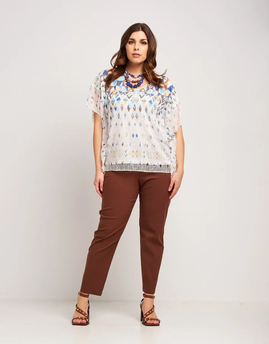 Poncho in rete stampato con alette