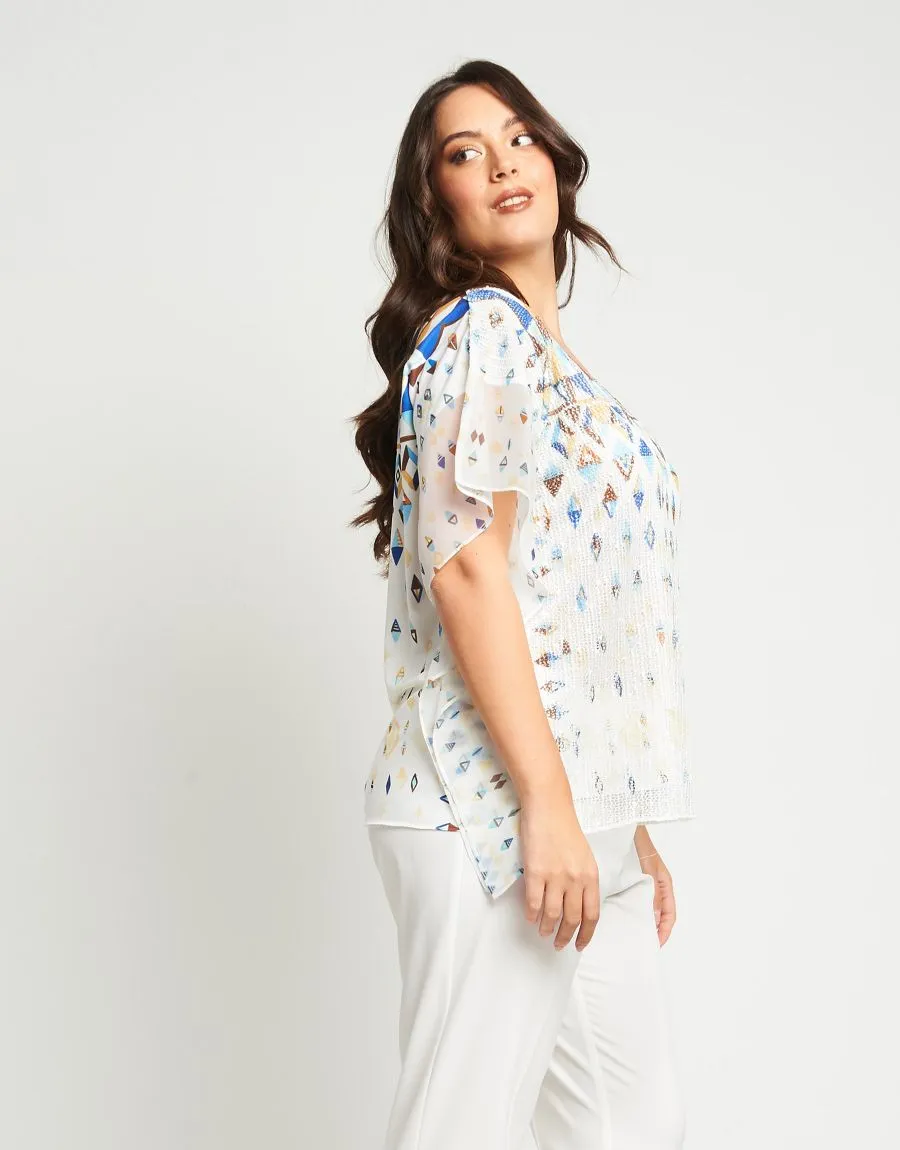 Poncho in rete stampato con alette
