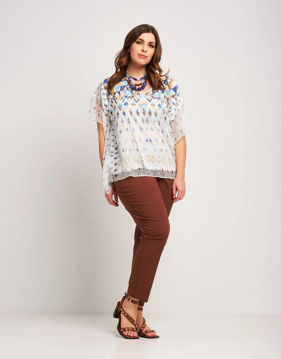 Poncho in rete stampato con alette