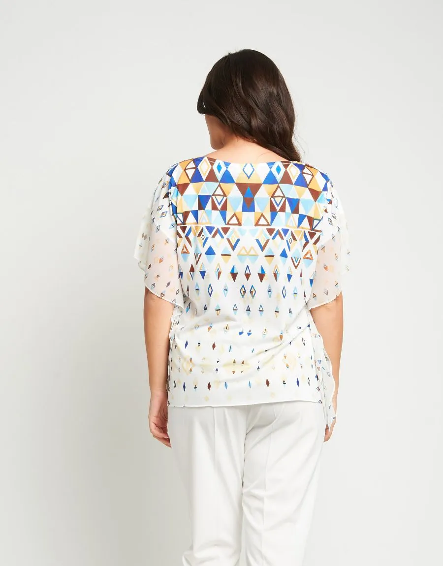 Poncho in rete stampato con alette
