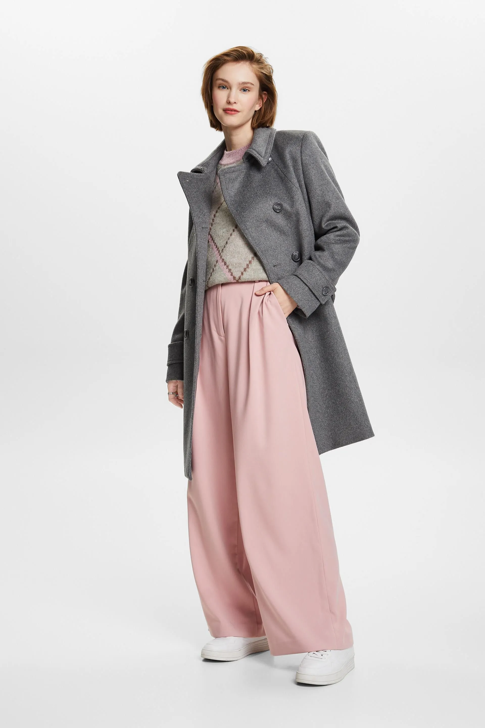 Pullover a quadri in misto lana