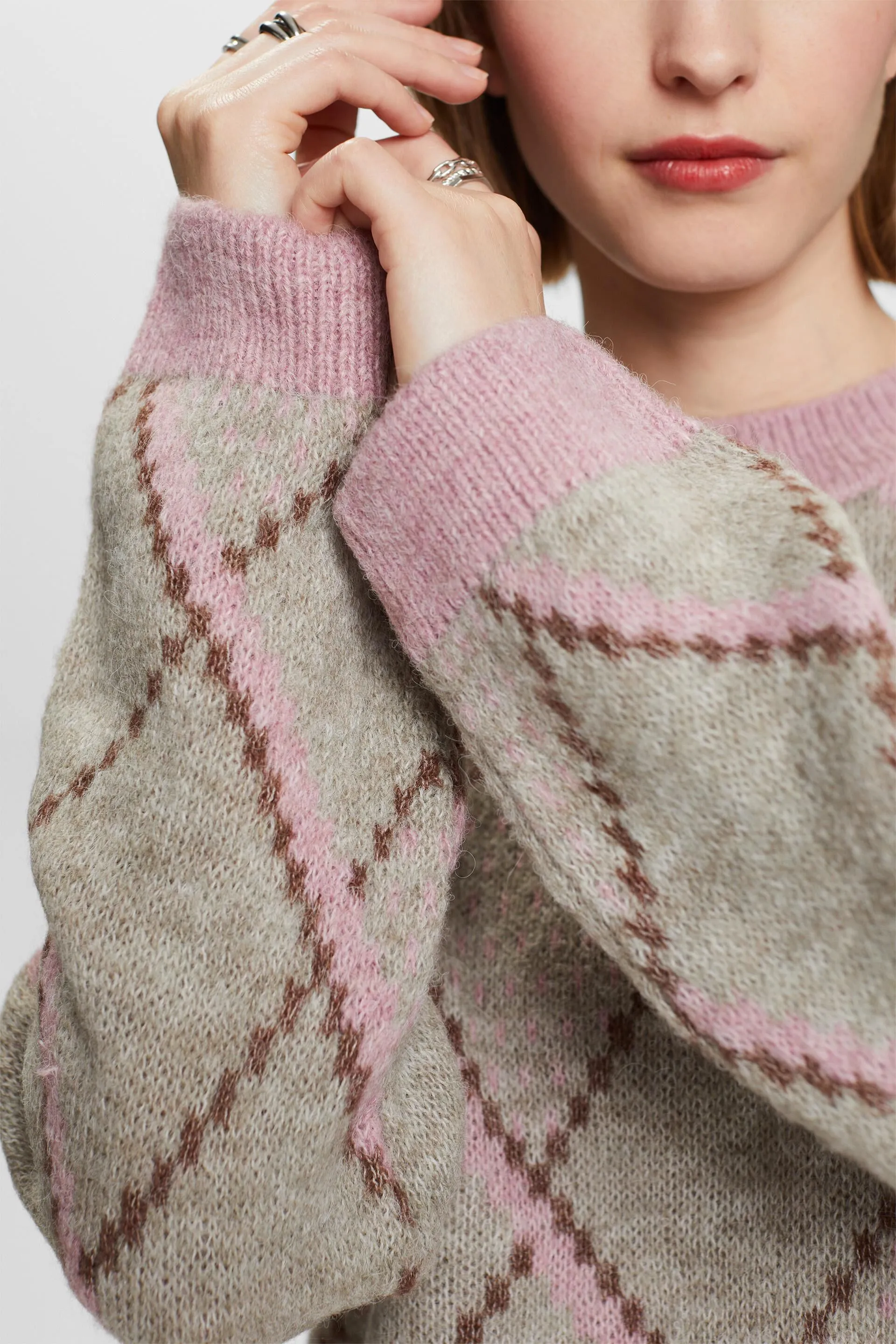 Pullover a quadri in misto lana