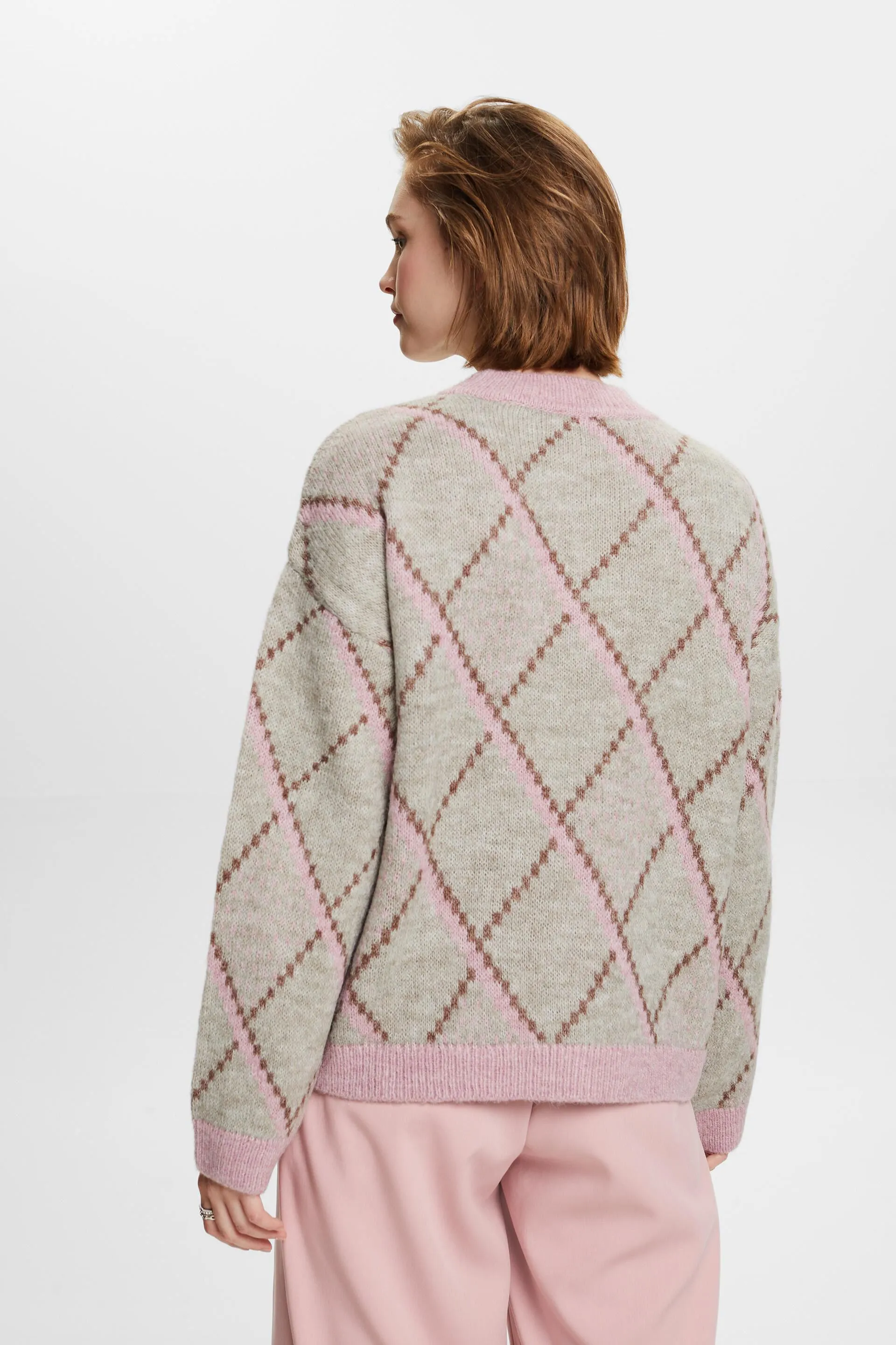 Pullover a quadri in misto lana