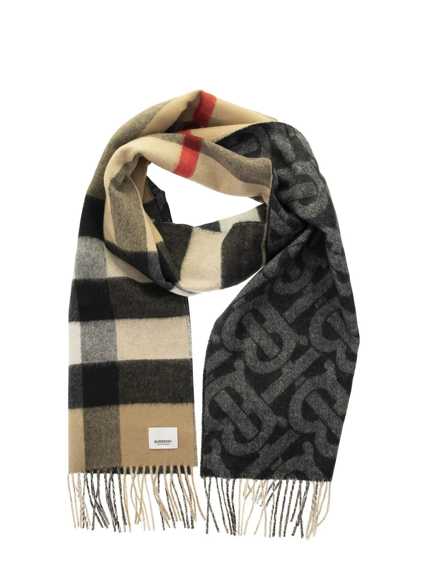 Reversible Check and Monogram Cashmere Scarf