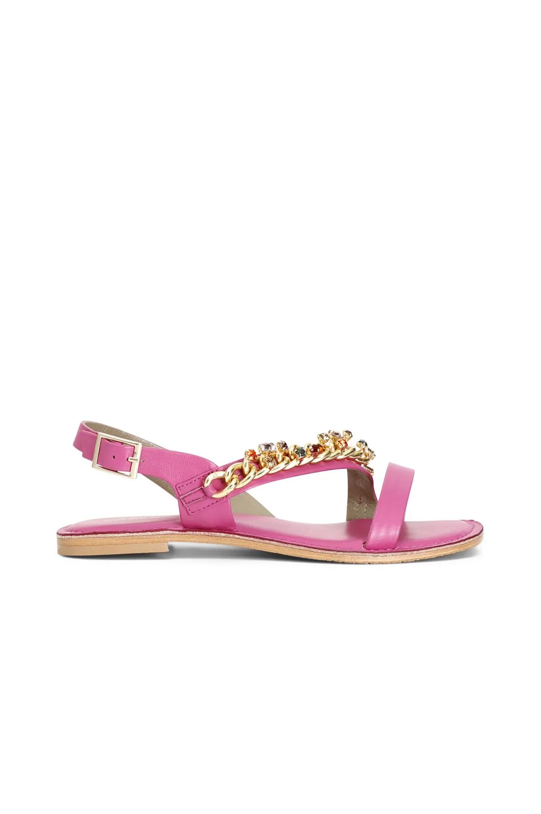sandali asimmetrici in pelle fuxia