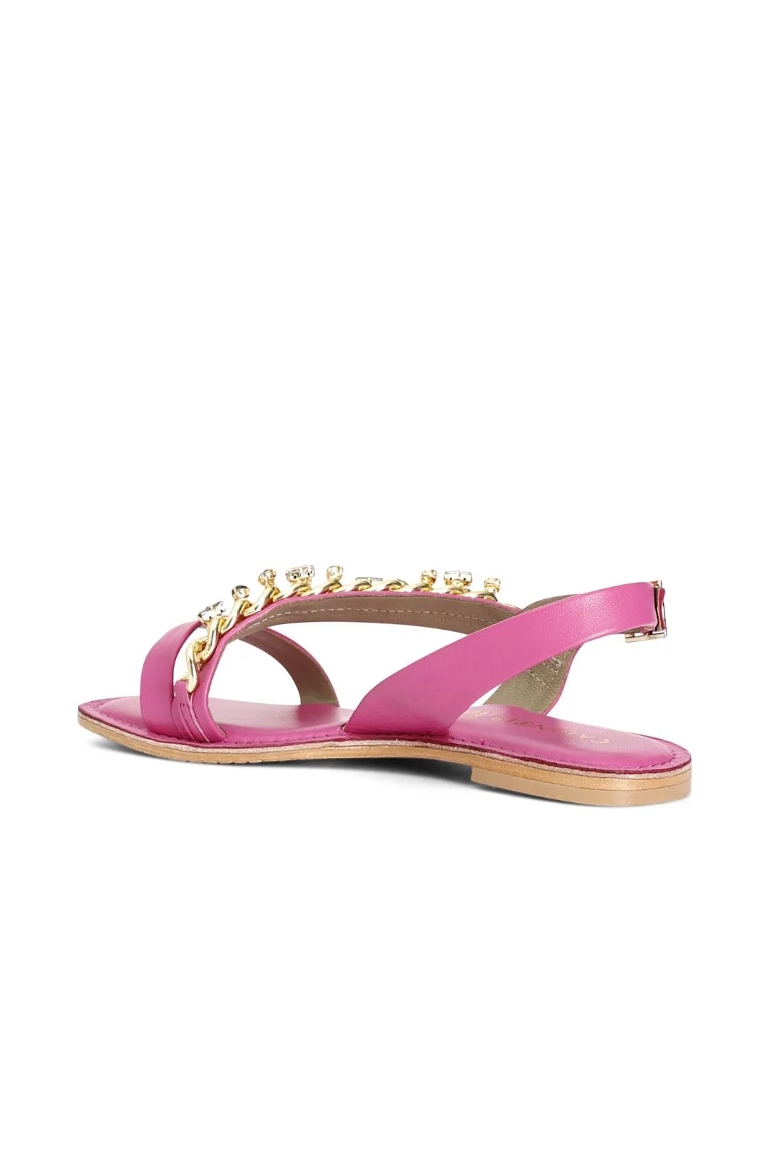 sandali asimmetrici in pelle fuxia