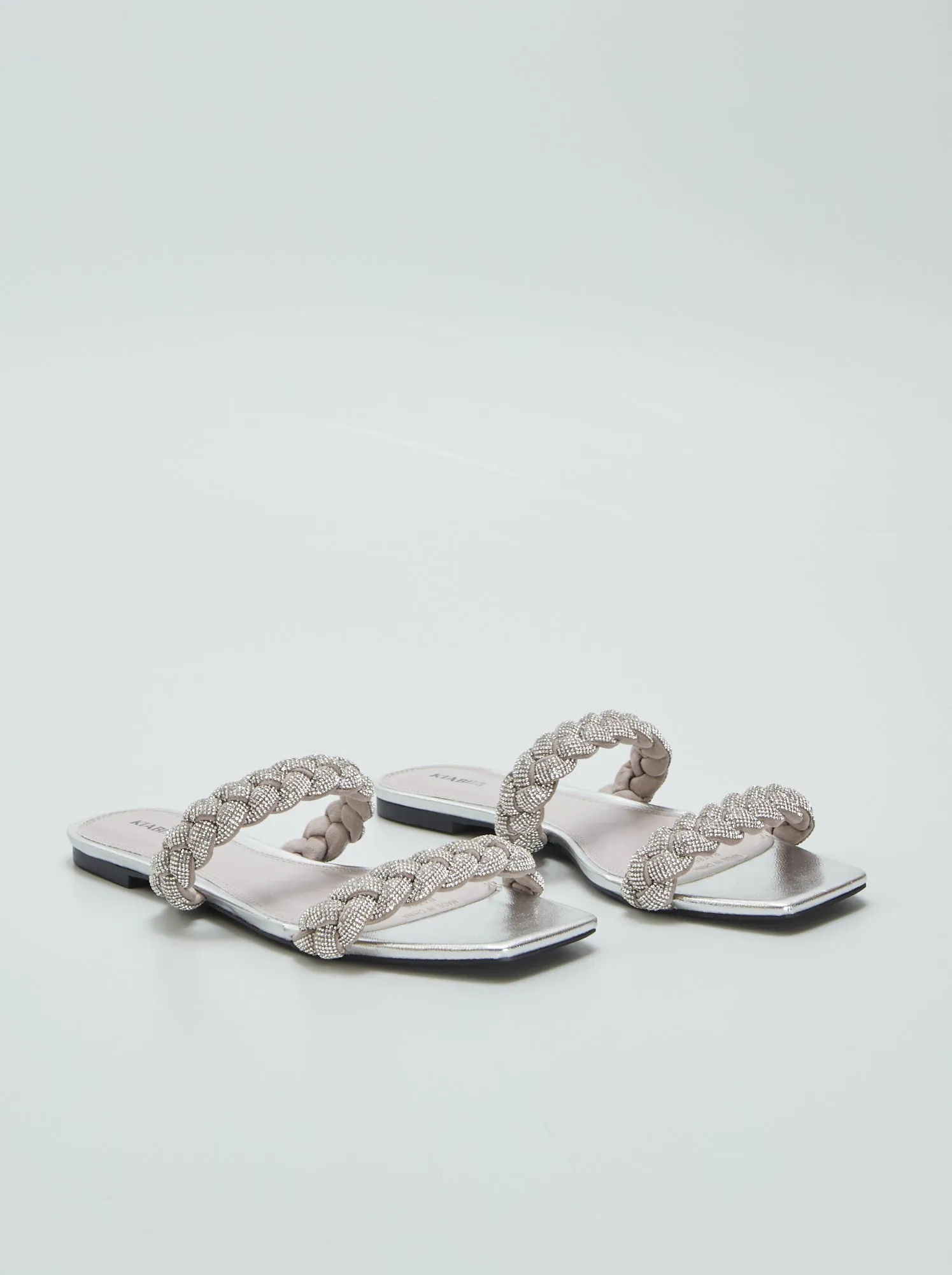 Sandali bassi con strass - GRIGIO