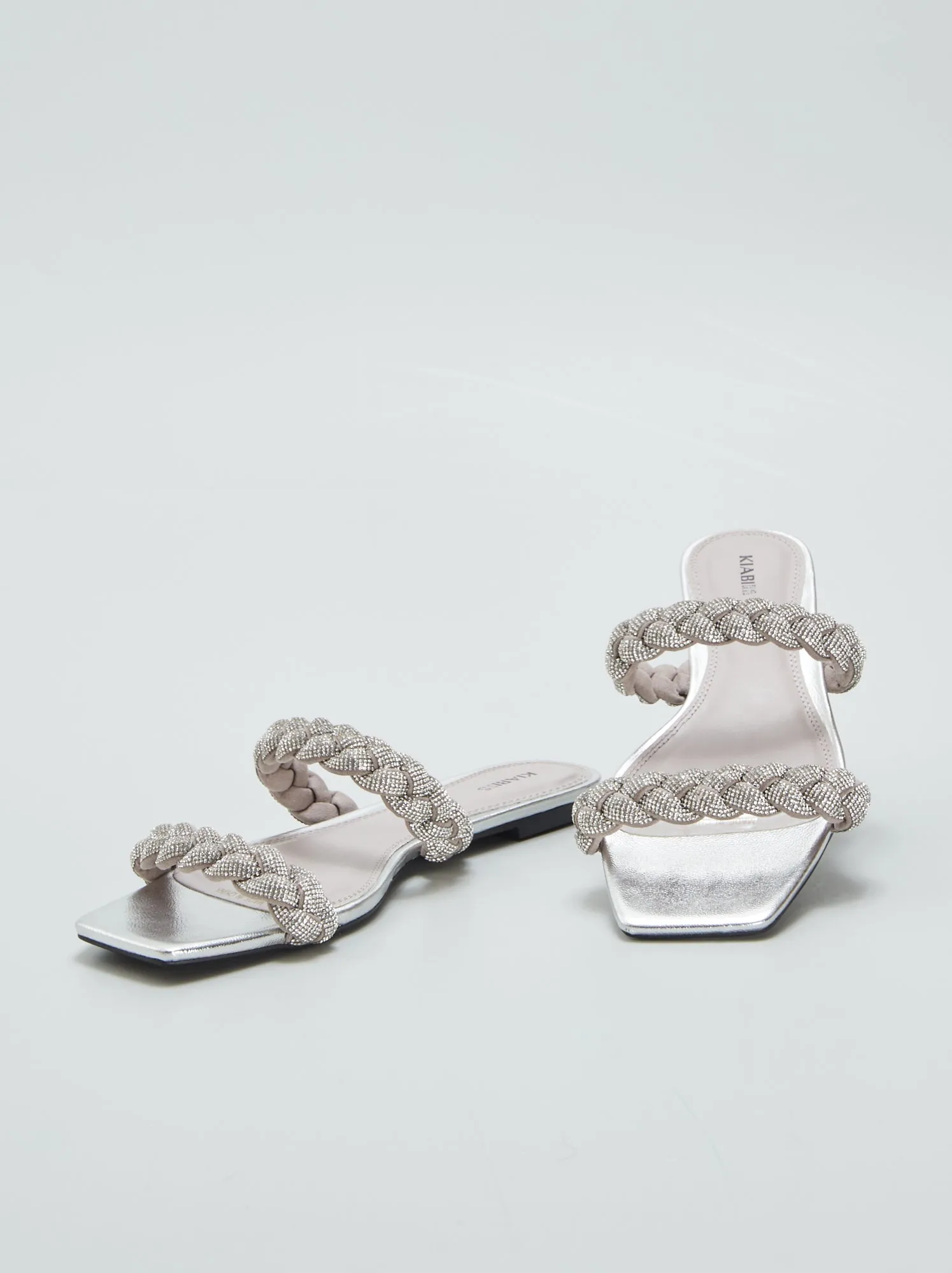 Sandali bassi con strass - GRIGIO