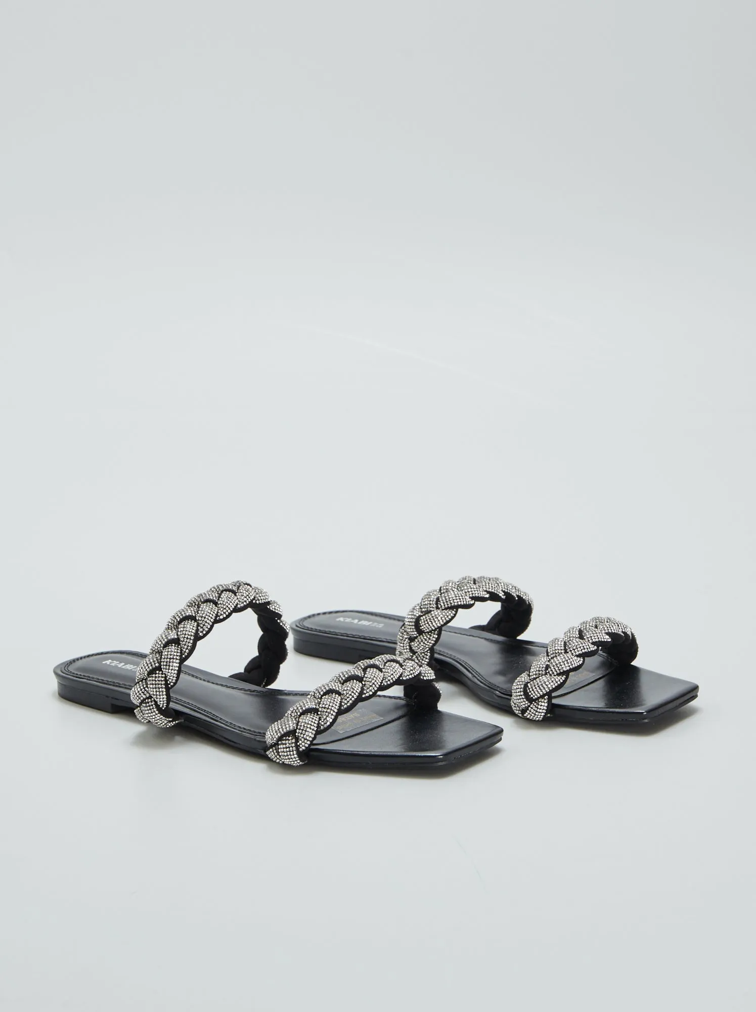Sandali bassi con strass - NERO