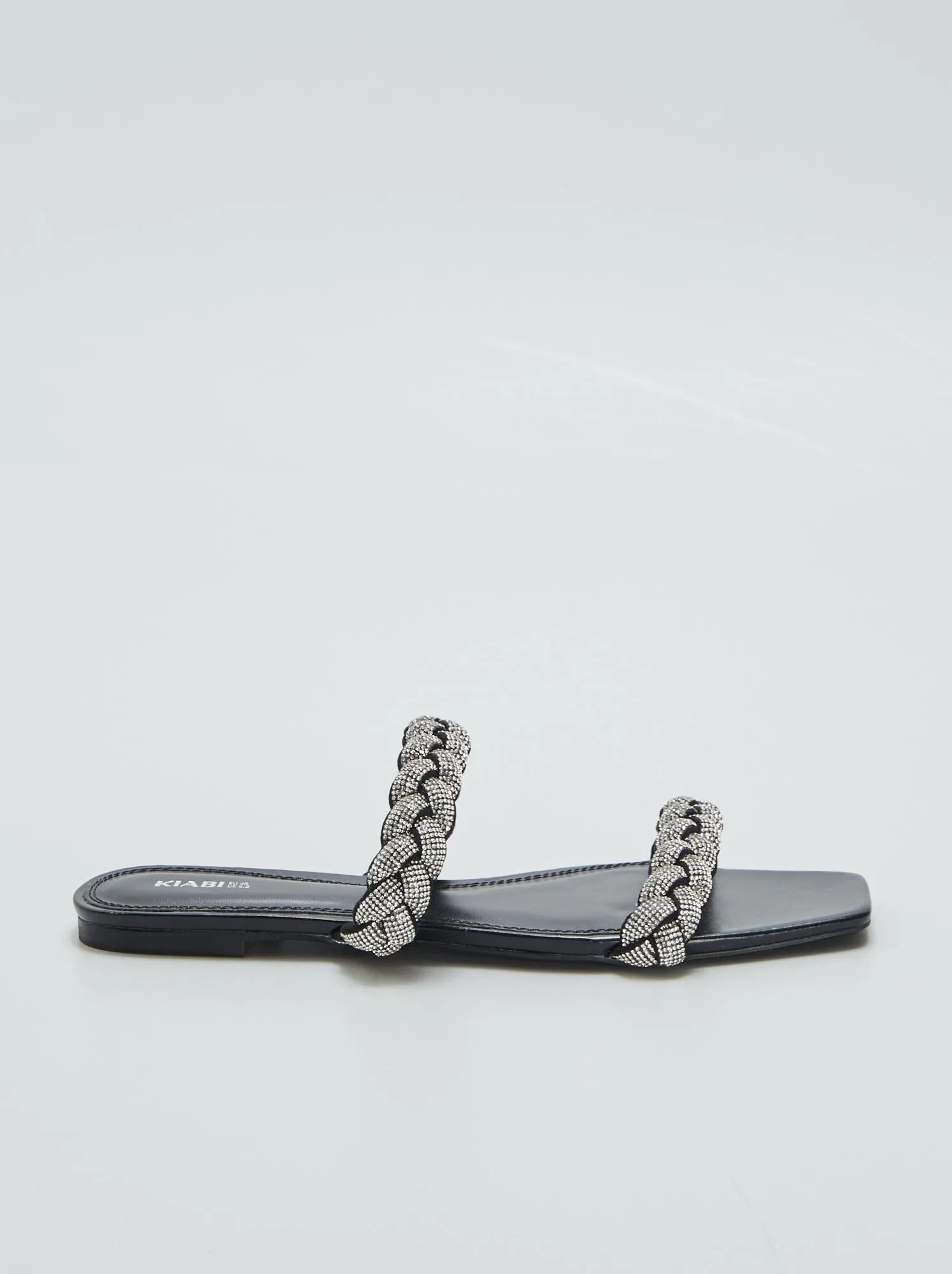 Sandali bassi con strass - NERO