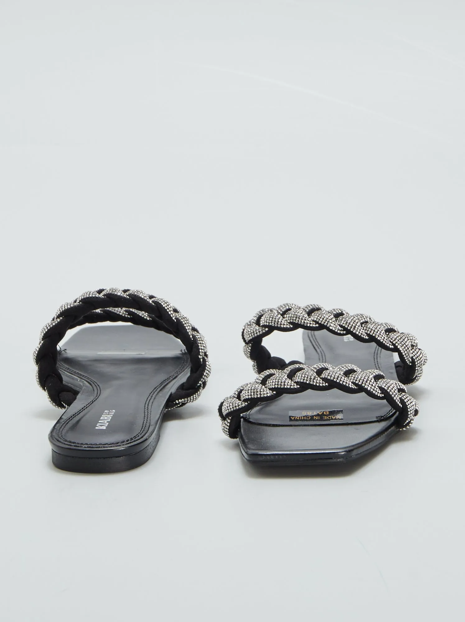 Sandali bassi con strass - NERO